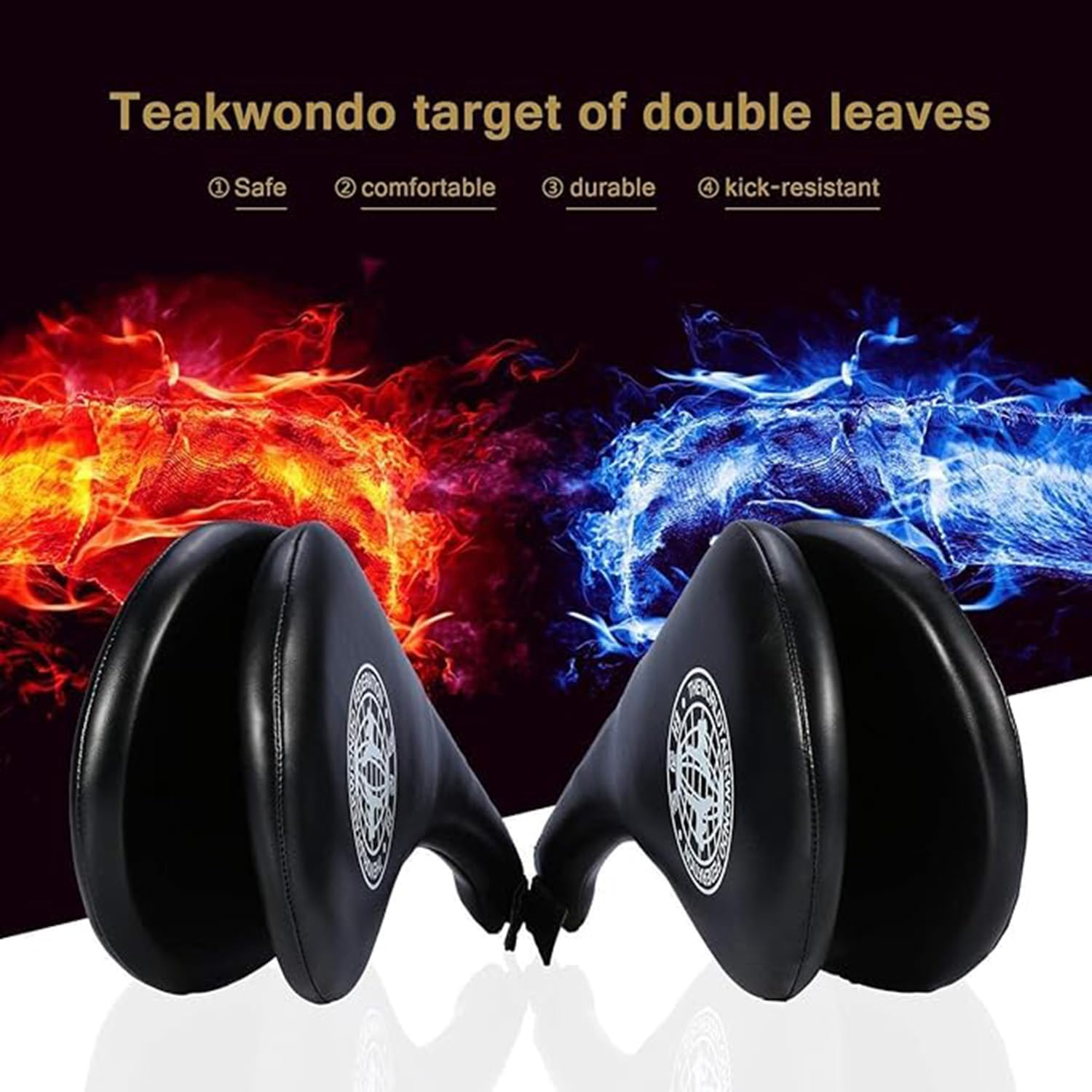 Hysgscwd 2Pcs Taekwondo Kick Pads, TKD Kicking Target Pad, Durable Practice Double Face Kick Foot Pad, Martial Arts Training Equipment Sporting Goods Paddle, Strike Boxing Pads for Kickboxing, Karate image number 6