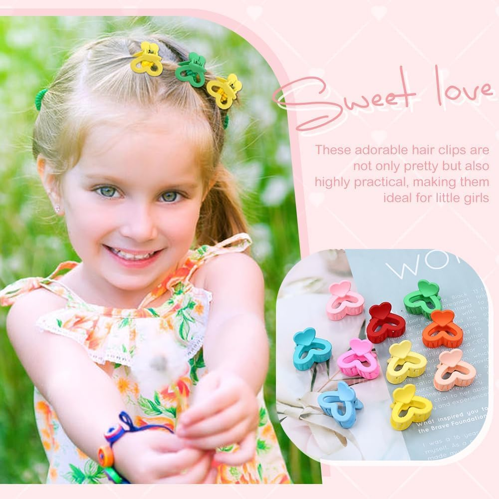 NTY Collections 3 Pieces Neutral Color 2.5Cm/0.1" Small Non-Slip Heart Plastic Hair Claws Clips Mini Hair Clamps Barrettes Hair Accessories for Women Girls Teens Kids Toddlers (Colour May Vary) image number 3