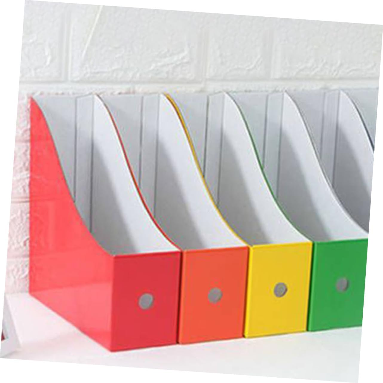 TEHAUX 6-Color Paper File Document Organizer Rack with Opp Bag, Desktop File Holder for Student Desk, Office Magazine Storage Box with Stickers, Document Folder Storage System
