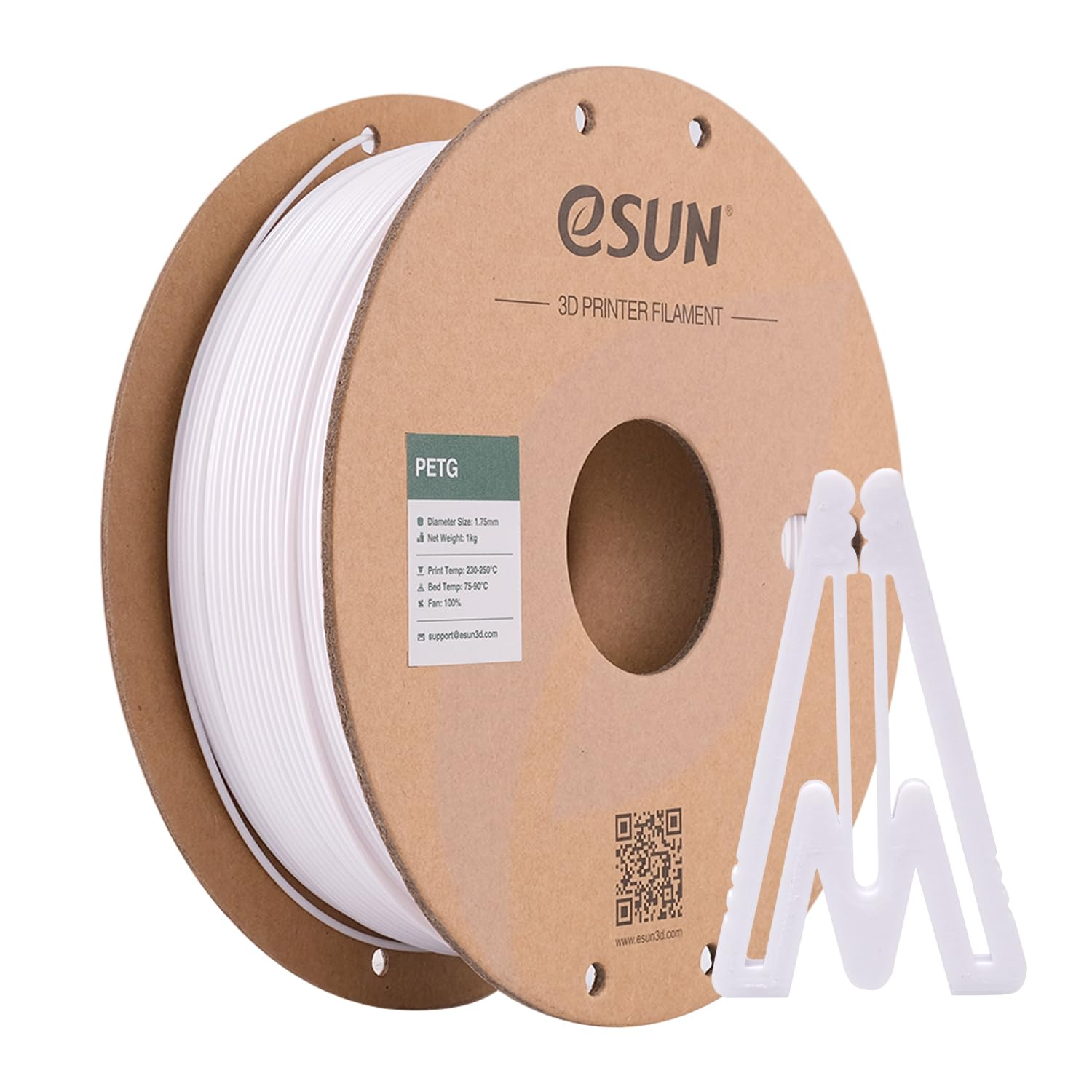 Esun PETG Filament 1.75Mm, 3D Printer Filament PETG, Dimensional Accuracy +/- 0.05Mm, 1KG Spool (2.2 LBS) 3D Printing Filament for 3D Printers,Solid White image number 2