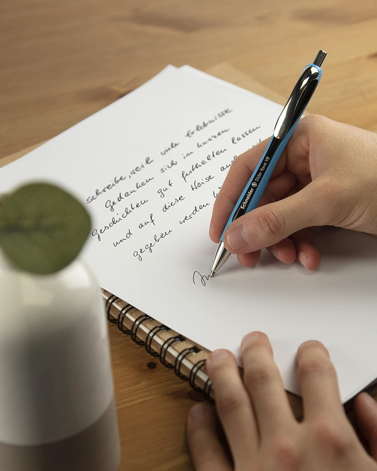 Schneider Slider Rave XB (Extra Broad) Ballpoint Pen, Refillable + Retractable, 1.4 Mm, Light Blue Barrel, Red Ink, Box of 5 Pens (132502) - Black image number 6