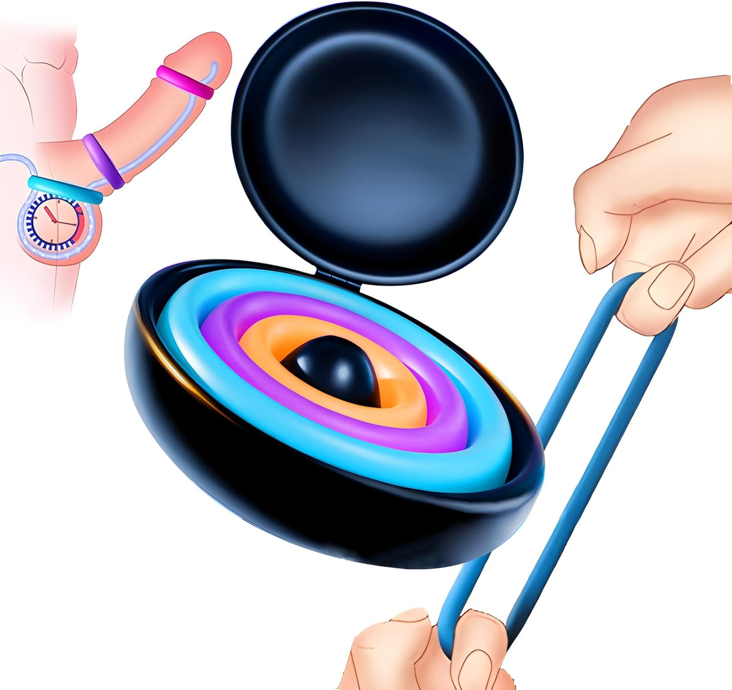 Mineens Cock Rings for Men 3 Sizes - Reusable Silicone Sex Toy for Couples, Stretchy Penis Sleeve Ring Enhancer for Sexual Wellness, Candy Colors image number 6