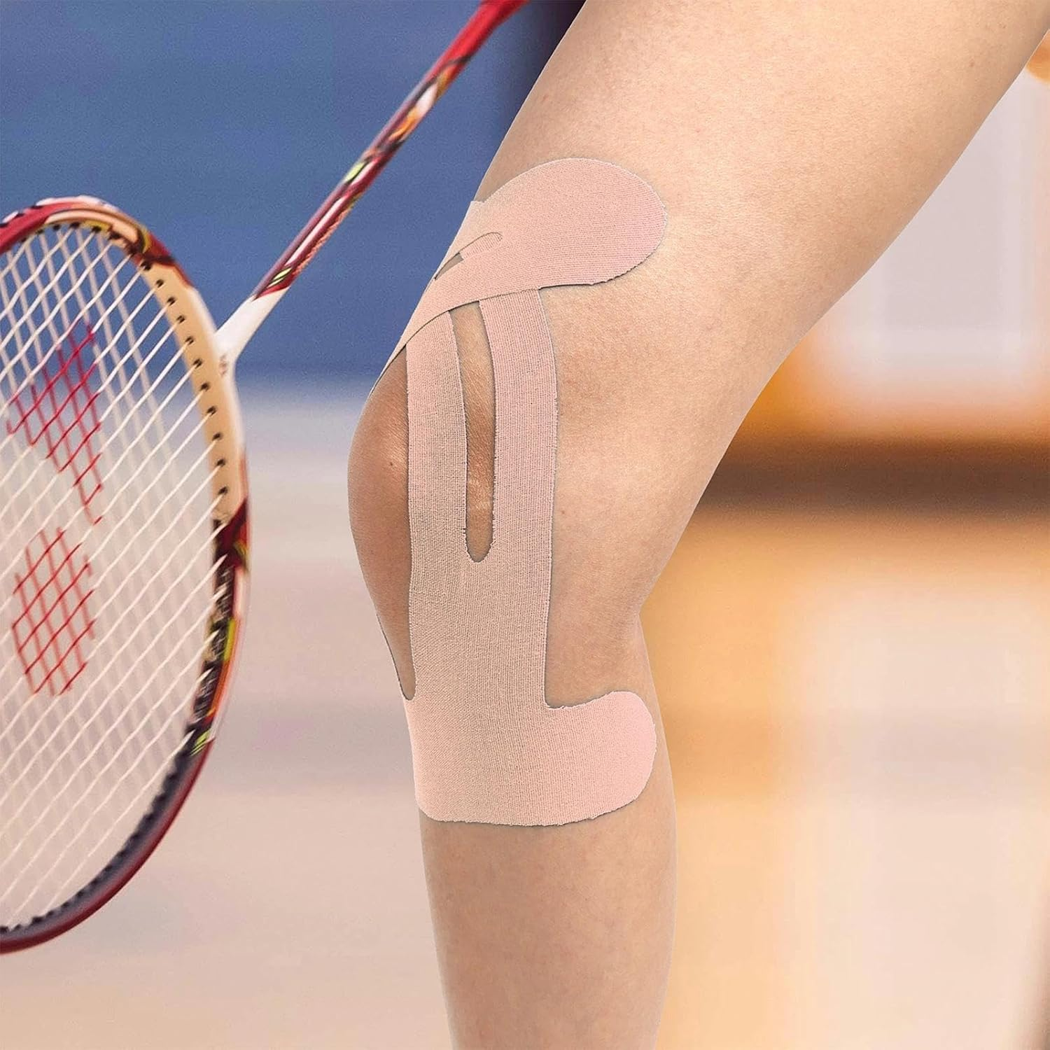 Knee Tapes, 10 Precut Kinesiology Tape Skin-Friendly, Waterproof & Breathable Physio Tape for Knee Support, Joint & Muscle Pain Relief (Skin) - Black image number 3