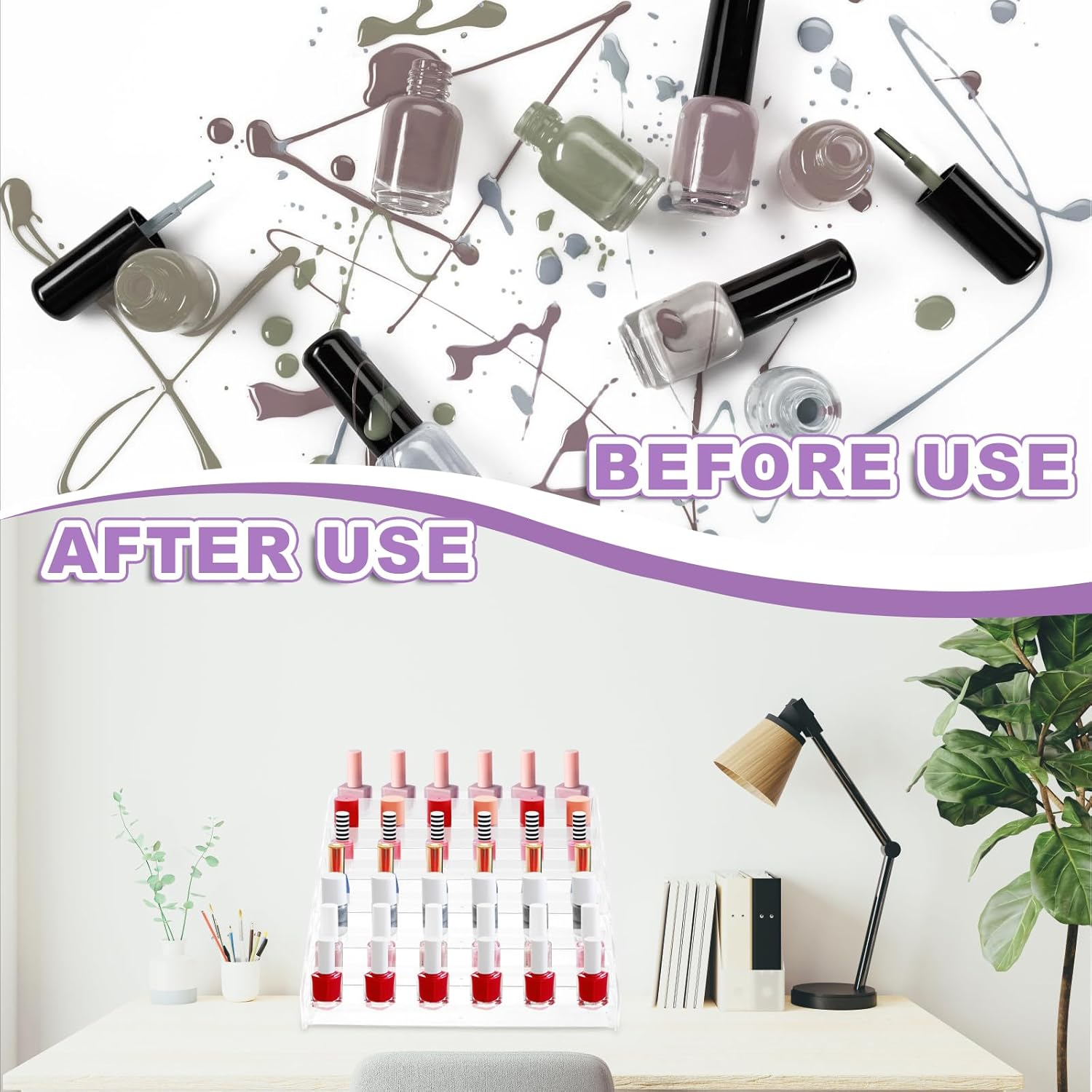 7 Layers Acrylic Paint Organizer and Holder - Clear Nail Polish Storage Rack for Craft Hobby Paint Cans image number 4