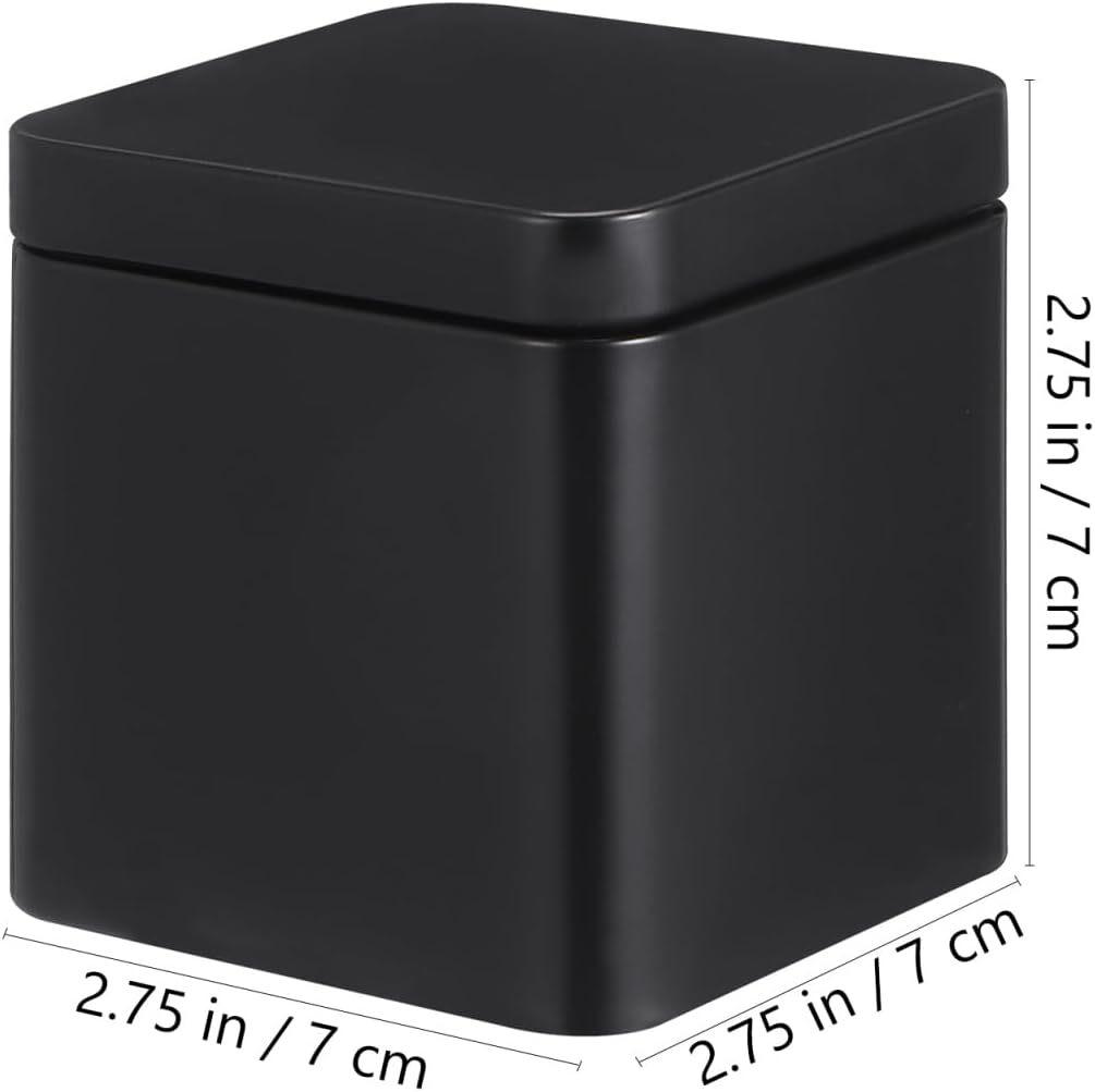 Luxshiny 10Pcs Black Square Metal Tin Containers for Storage, Portable Airtight Tea Canisters for Loose Leaf Tea, Multi-Purpose Small Storage Boxes for Candy, Medicine, and Accessories image number 6
