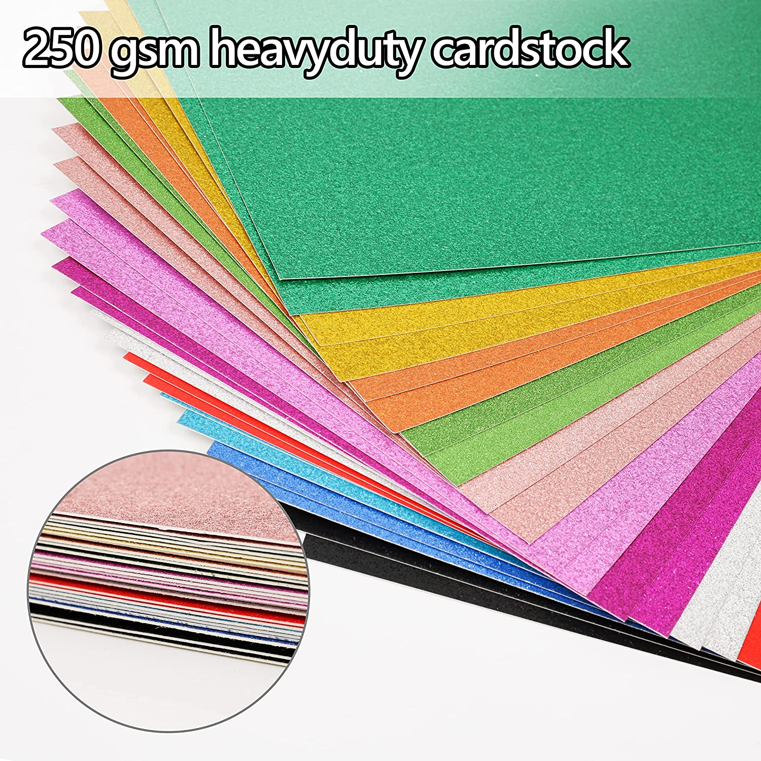 Simetufy Glitter Cardstock Paper, 24 Sheets 12 Colors, Premium Sparkly Paper for Cricut & DIY Projects, A4 Size image number 6