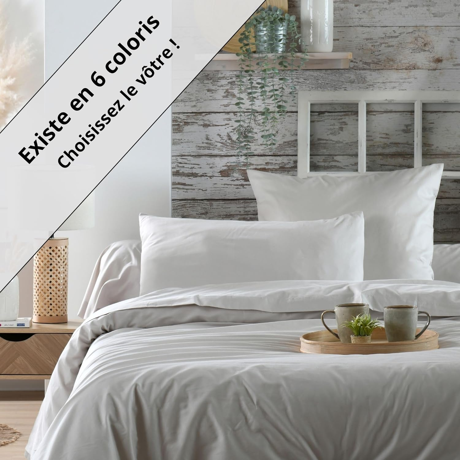 STOF - Flat Sheet - Size 180 X 290 Cm - Quality Cotton Percale - 100% Oeko-Tex Cotton - Linen Colour - Elys&eacute;e Model - Bed Linen for Home - Soft and Comfortable