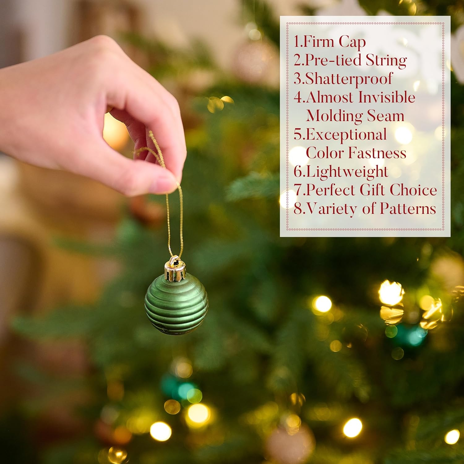 Valery Madelyn 1.57 Inches Small Christmas Tree Decorations Ornament Set for 4Th of July Fall Halloween, 24Ct Brown Green and Gold Shatterproof Hanging Ball Ornaments Holiday Party Decor image number 1