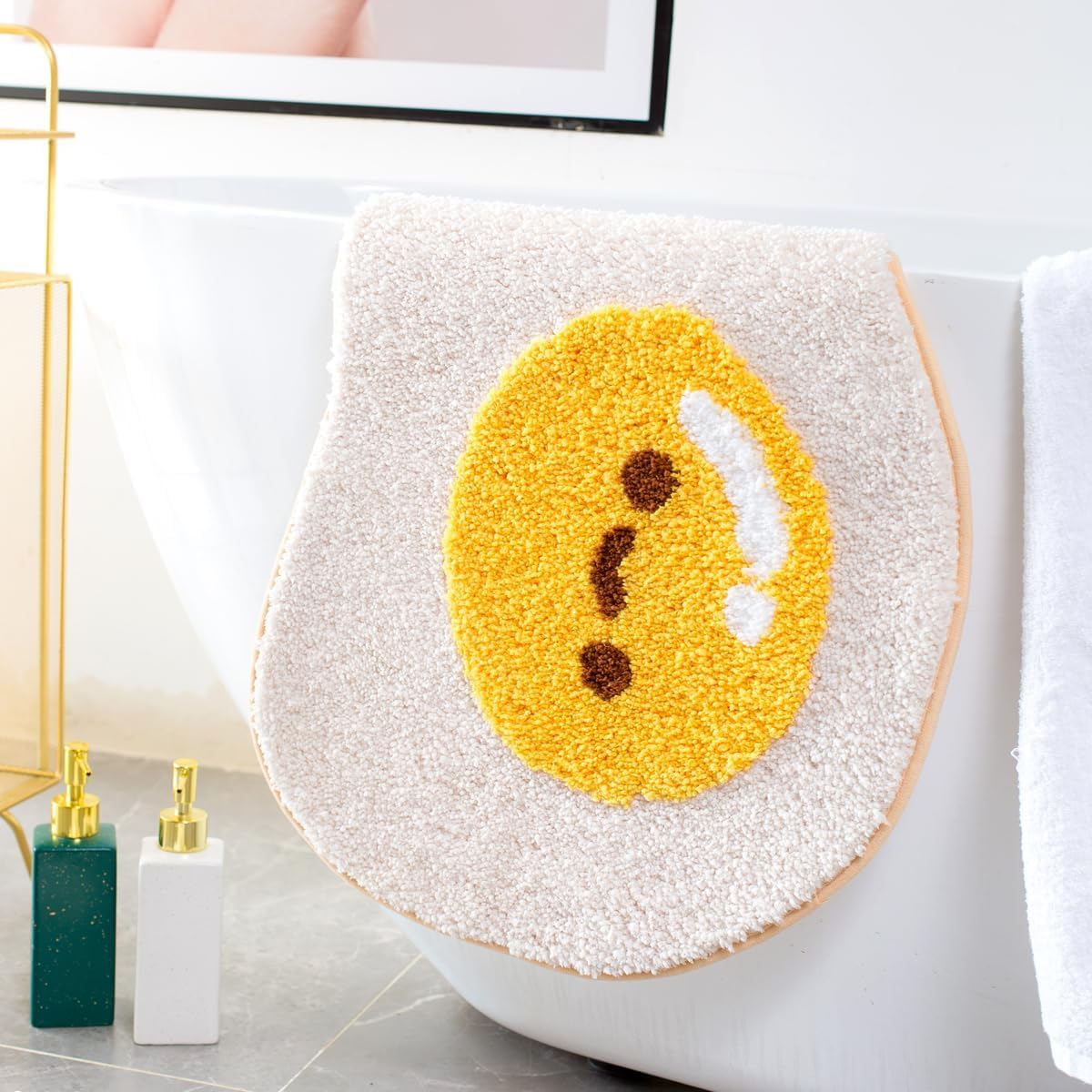 18.8X25.5'' Egg Bath Mats, Soft and Absorbent Microfiber Bath Rugs, Non-Slip Shaggy Shower Carpet, Machine Wash Dry, Soft Shower Rugs for Bathroom Floor, Tub and Shower, Egg