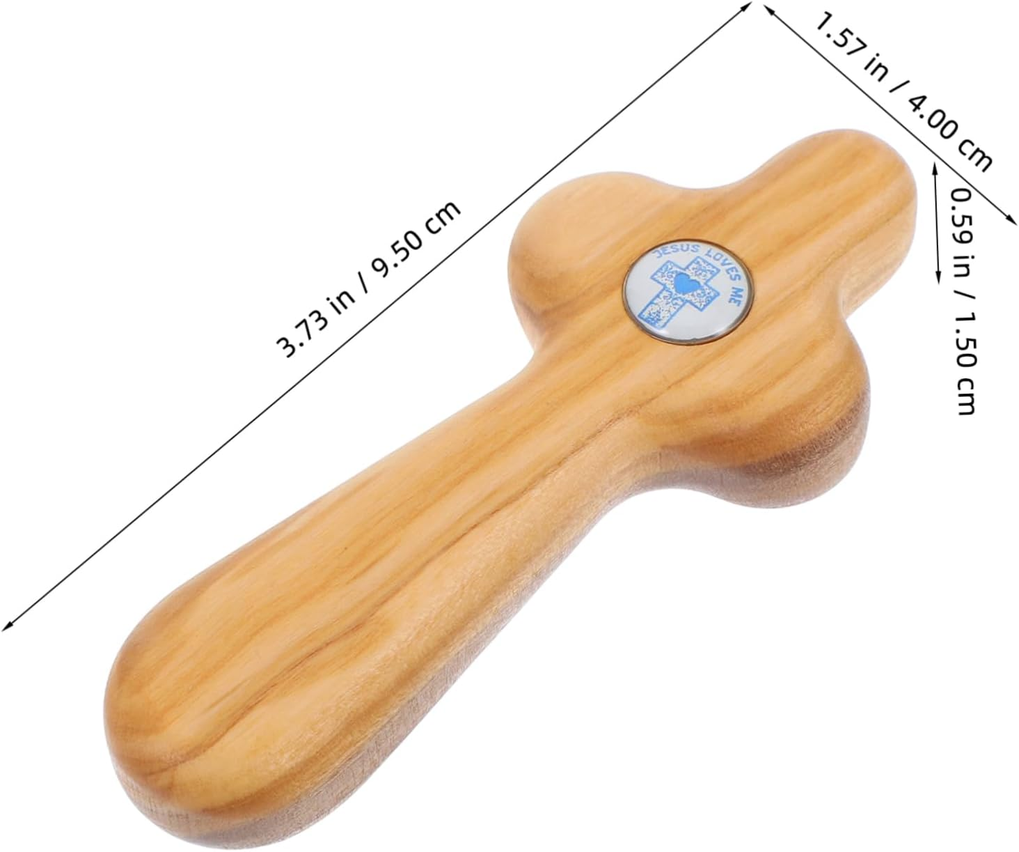 GARIOUANS Handheld Olive Wood Cross for Baptism First Communion Christian Prayer Portable Sustainable Design for Personal Reflection Gifting for Pocket Use image number 6