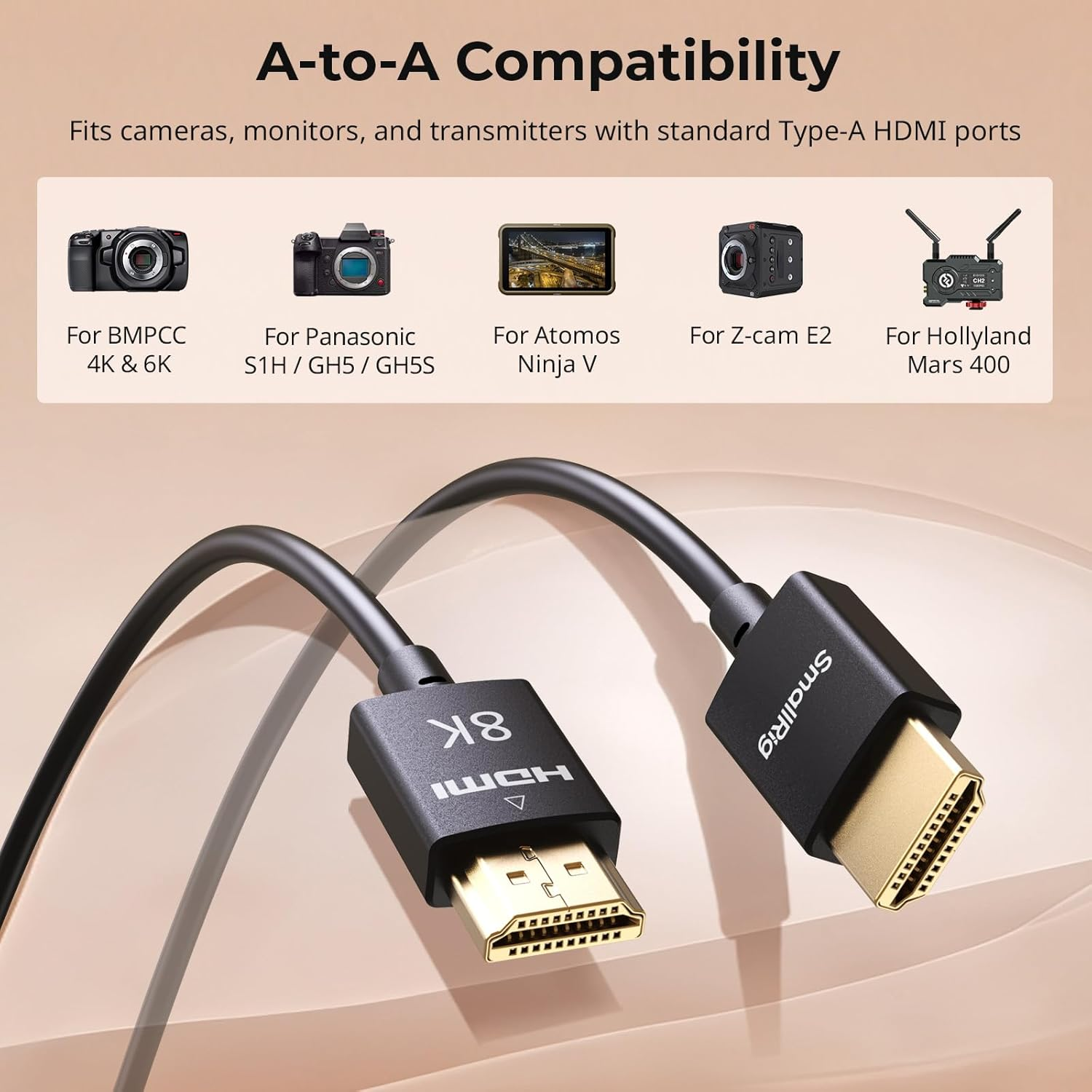 Smallrig 8K HDMI Data Cable (A to A) (100Cm) 5086 image number 6