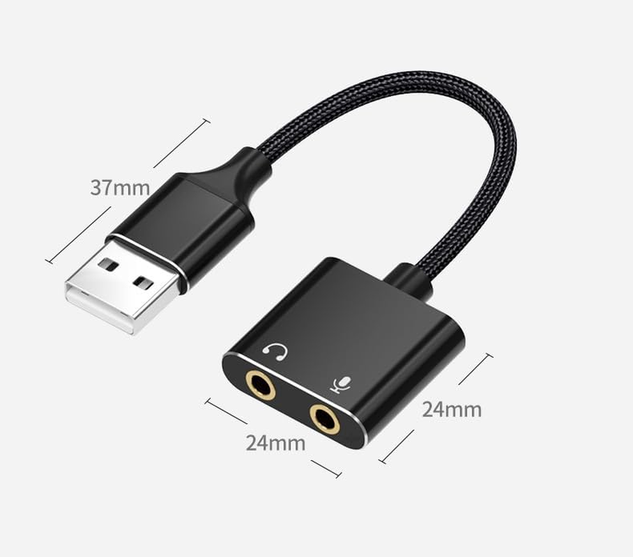 USB Sound Card Adapter,Usb Audio Adapter 3.5Mm Jack,External Sound Card for Windows Mac Linux PC Laptops Desktops PS4 Headsets, Black image number 4