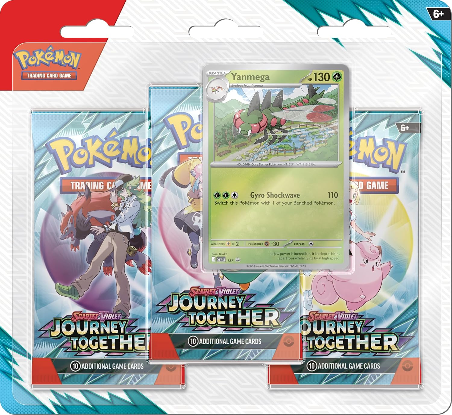 Pok&eacute;mon TCG: Scarlet & Violet&mdash;Journey Together 3-Pack Blister &ndash; Yanmega (3 Booster Packs & 1 Foil Promo Card) image number 1