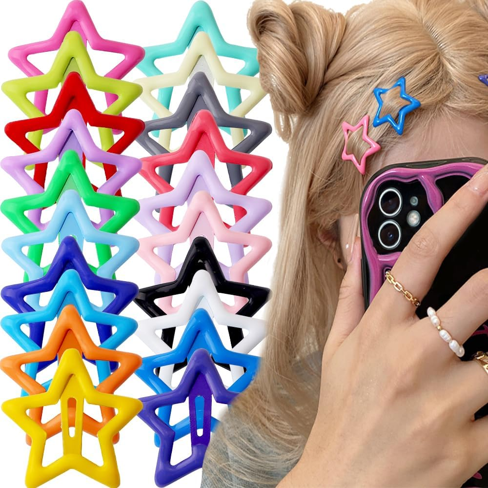 Pack of 40 Star Hair Clips, Colourful Stars Hair Clips, Women'S Small Pentagram Hair Clips, Adorable Cute Metal Five-Pointed Star Hair Clip for Women, Baby Hair Clips, Hair Accessories image number 1