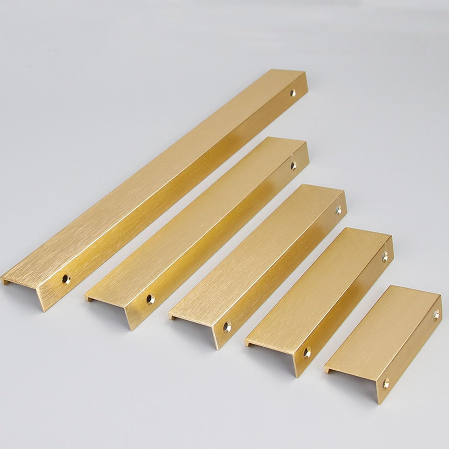 Pack of 10 Hidden Door Handles, Cabinet Handles, Furniture Handles, Modern Kitchen Handles, Aluminium for Wardrobe, Door, Drawers, Gold, Total Length 120 Mm image number 4