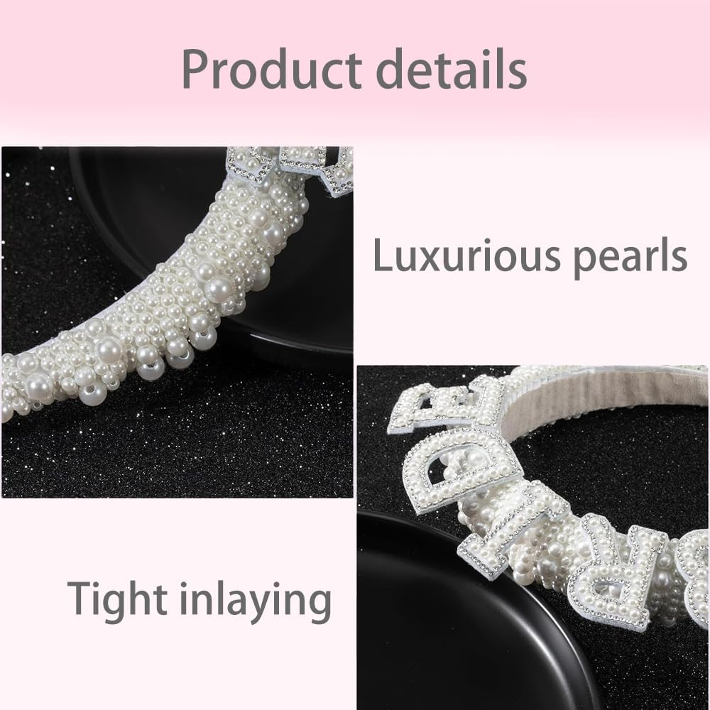 Pearl Bride Headband, Ideal for Bachelorette Party Decorations Bridal Shower Wedding and Engagement Parties. image number 5