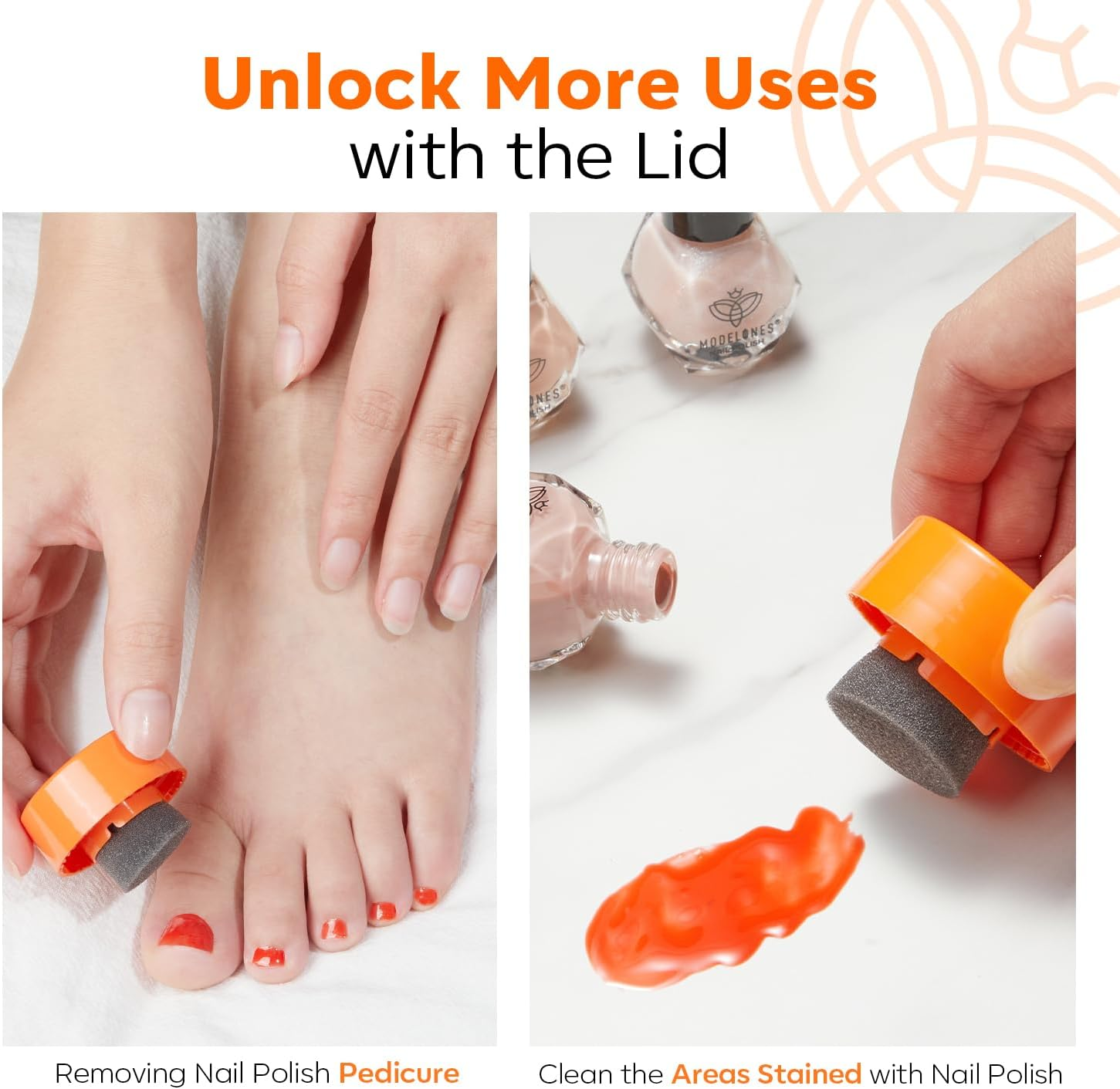 Modelones Nail Polish Remover Acetone-Free & Non Drying Nail Polish Remover Pot with Sponge-Top Lid Contains Jojoba Oil Professional Nail Remove Jar for Home Salon (80 Ml) image number 5