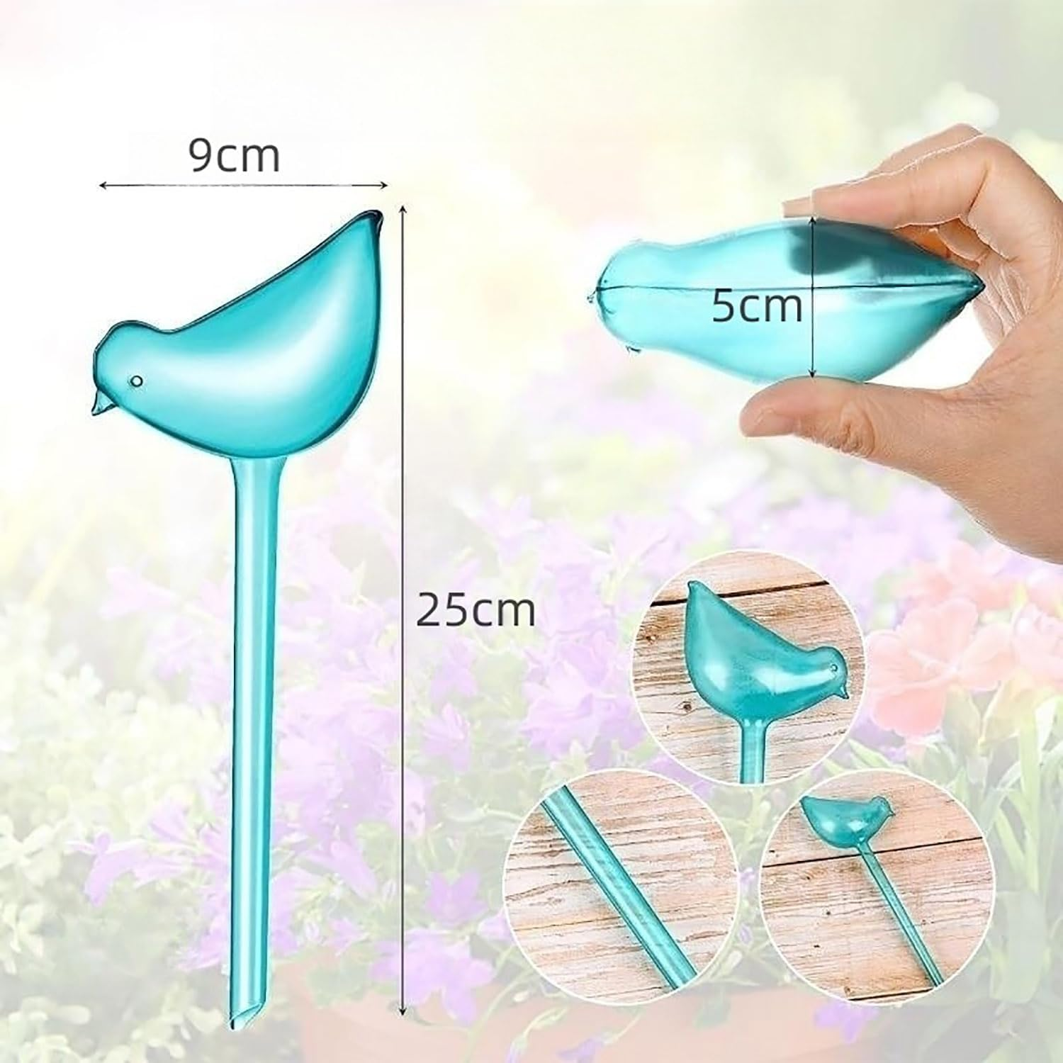 Plant Watering Globes, 4 Colors Bird Shaped Watering Bulbs for Outdoor and Indoor Plants, Clear Plant Watering Bulbs Self Watering Planter Insert image number 2
