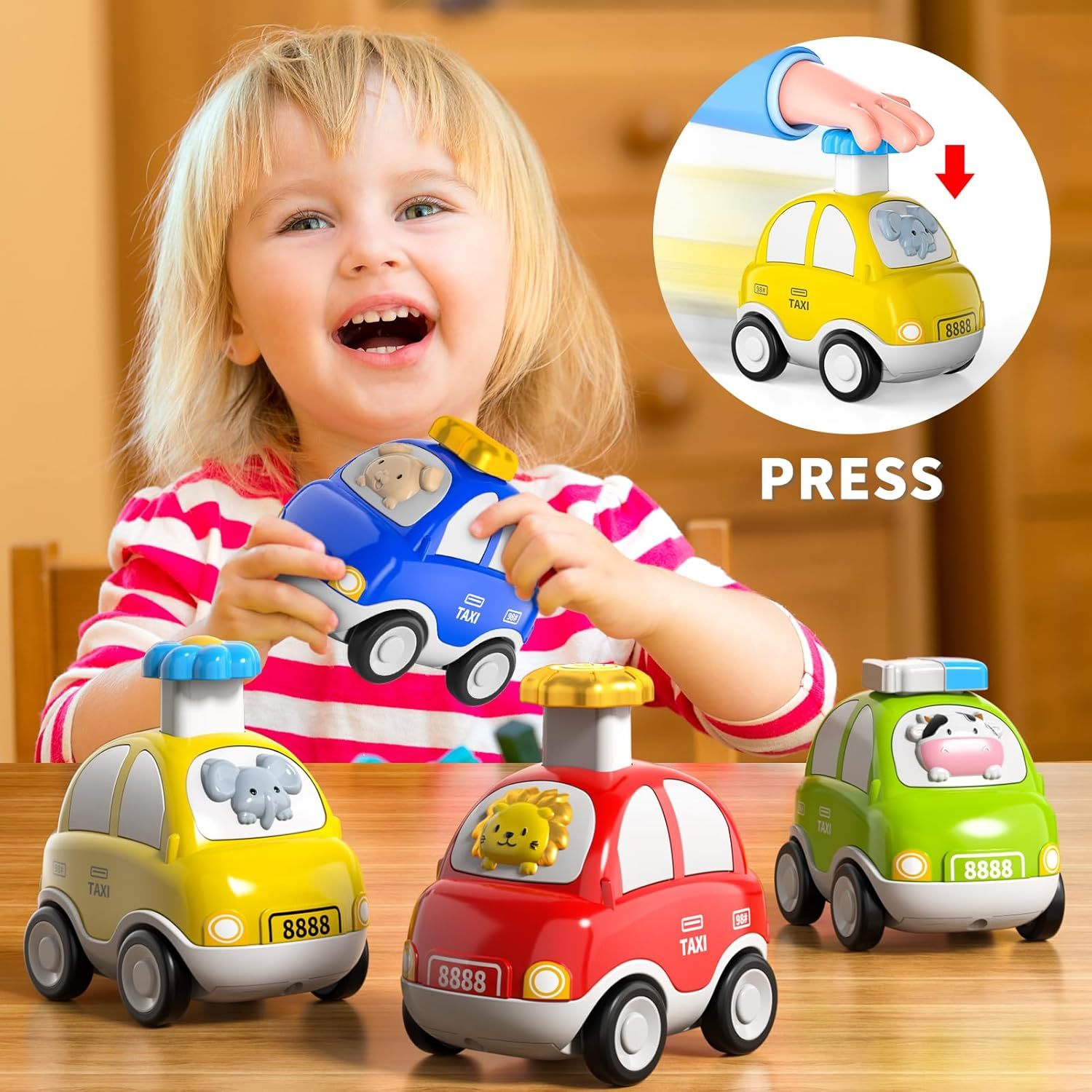 Baby Toy Cars for Toddler 1-3, 4PCS Push Cars Toys for 1 2 3 Years Old Toddlers Babies, Toddler Baby Toy Cars 1 2 3 Years Old Boys Birthday Gifts image number 2