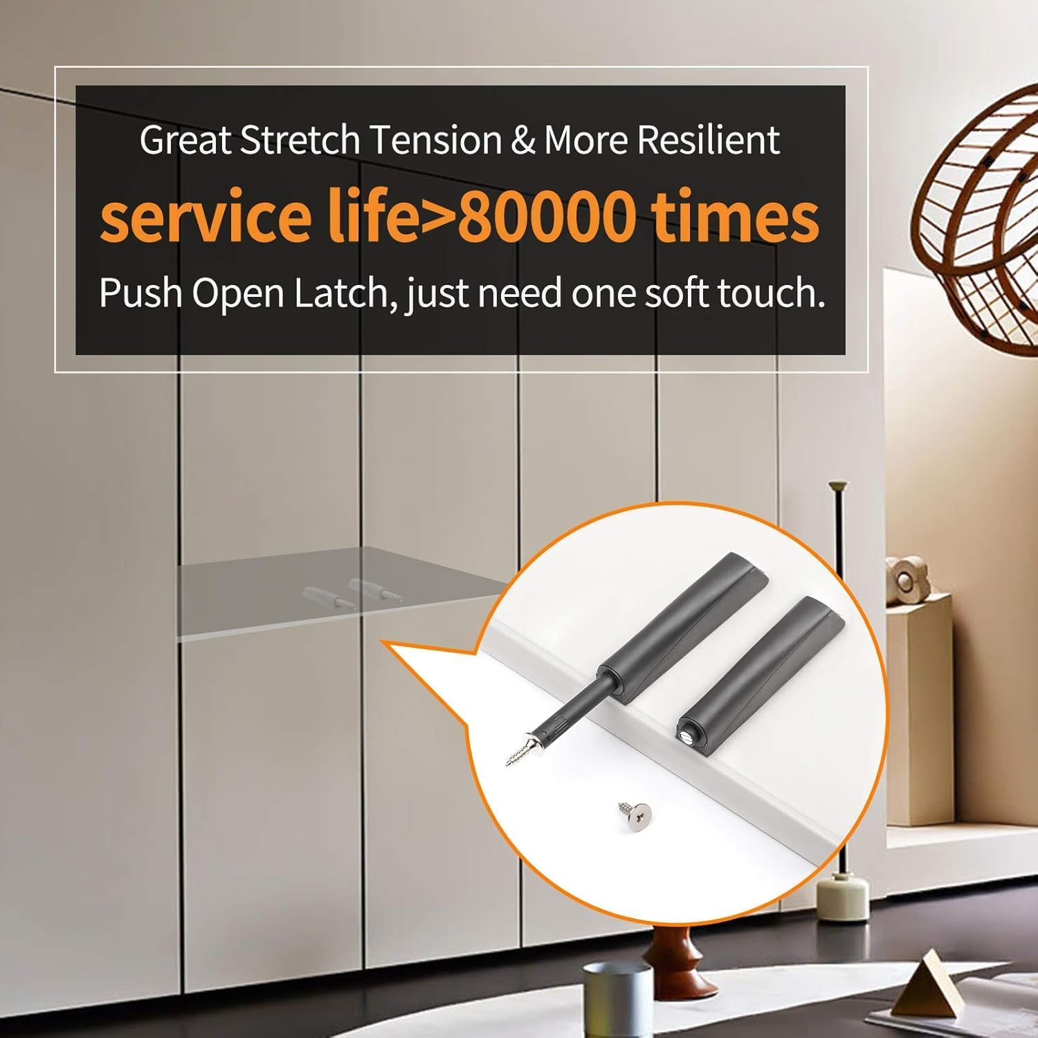 4Pcs Magnetic Push Latches for Cabinet Door, Cabinet Magnetic Latch with 2 Installation Methods, Magnetic Touch Latches for Closet, Cupboard, Wine, Cabinet, Drawer Sliding Door - Black image number 5