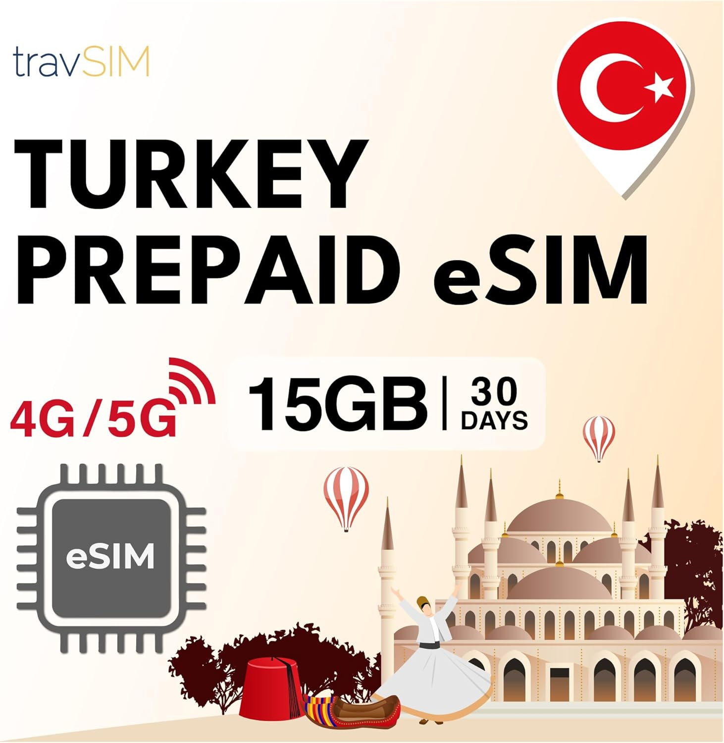 Travsim E SIM Turkey | 15GB Data SIM - 30 Days Plan Time | Esim Turkey Offers Unlimited Internet Access for Google, Facebook, Whatsapp, Instagram and More image number 4