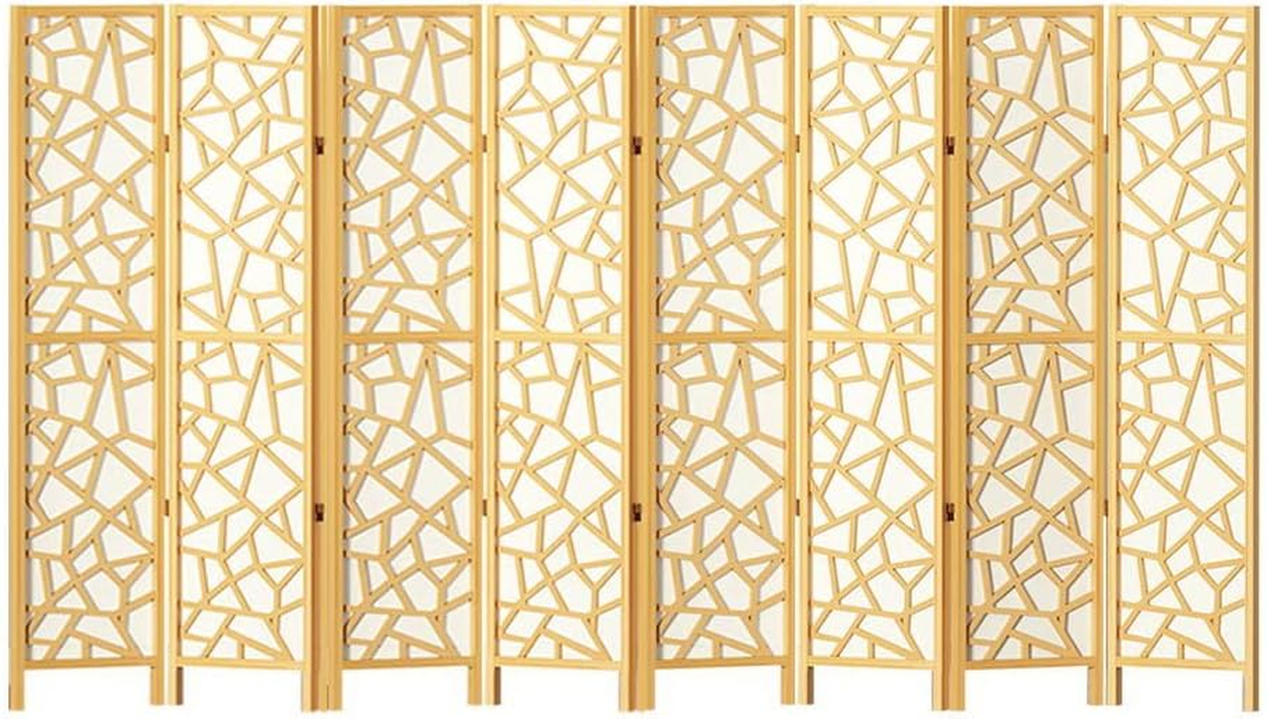 Artiss Room Divider, 4 Panel Folding Wooden Privacy Portable Screen Shelf Dividers Partition Wall Screens Home Pet Child Indoor Balcony Bedroom Furniture, Separator Water-Resistant Natural