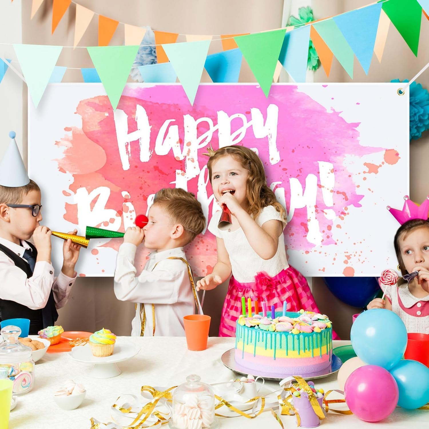 5 PCS Blank Banners Sign to Decorate, 60 X 120Cm DIY Blank Vinyl Banner Sign with Hanging Ropes, Blank Sublimation Vinyl Banner for School, Office, Christmas, Birthday Decor image number 4