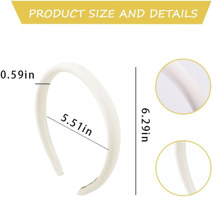 White Padded Thin Satin Hairband Headbands for Women&rsquo;S Hair Silky Satin Head Bands Headwear Headdress Non-Slip Headband Headwear 90S Hair Accessories for Women Girls image number 3