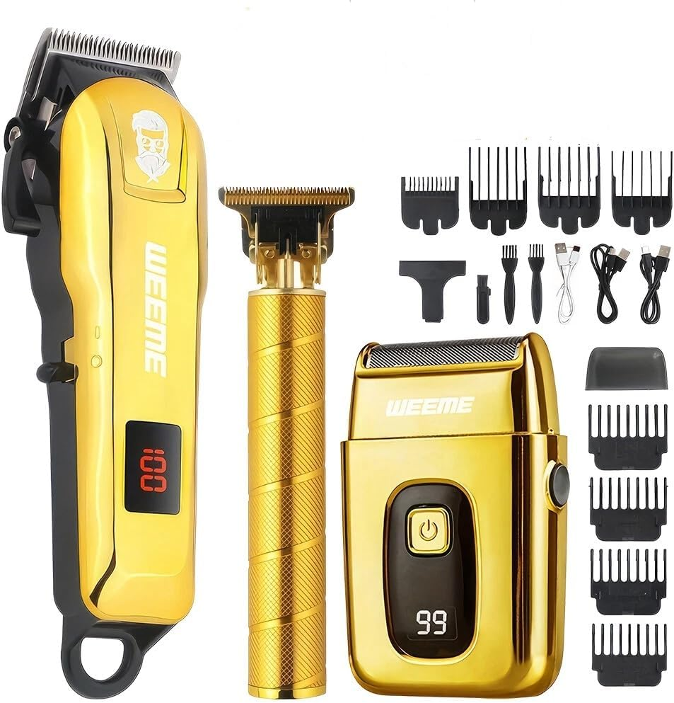 Pro Men Barber Set Hair Clippers Beard Trimmer Cordless Body Beard Shaver Trimme image number 5
