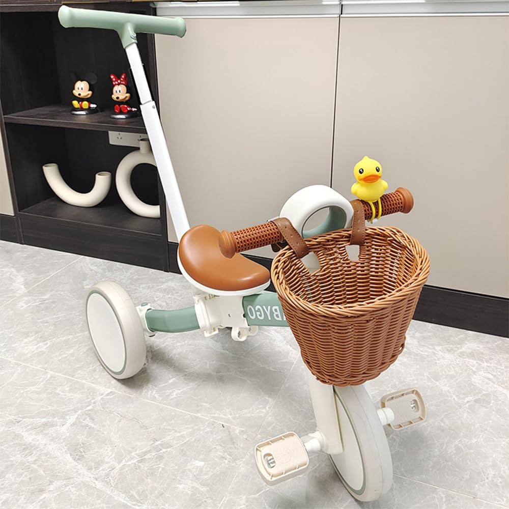 Bicycle Front Basket, Universal Storage Basket, Woven Basket, Removable Lining, Adjustable Shoulder Straps, Suitable for Bicycle and Electric Vehicle Storage Basket (Khaki)