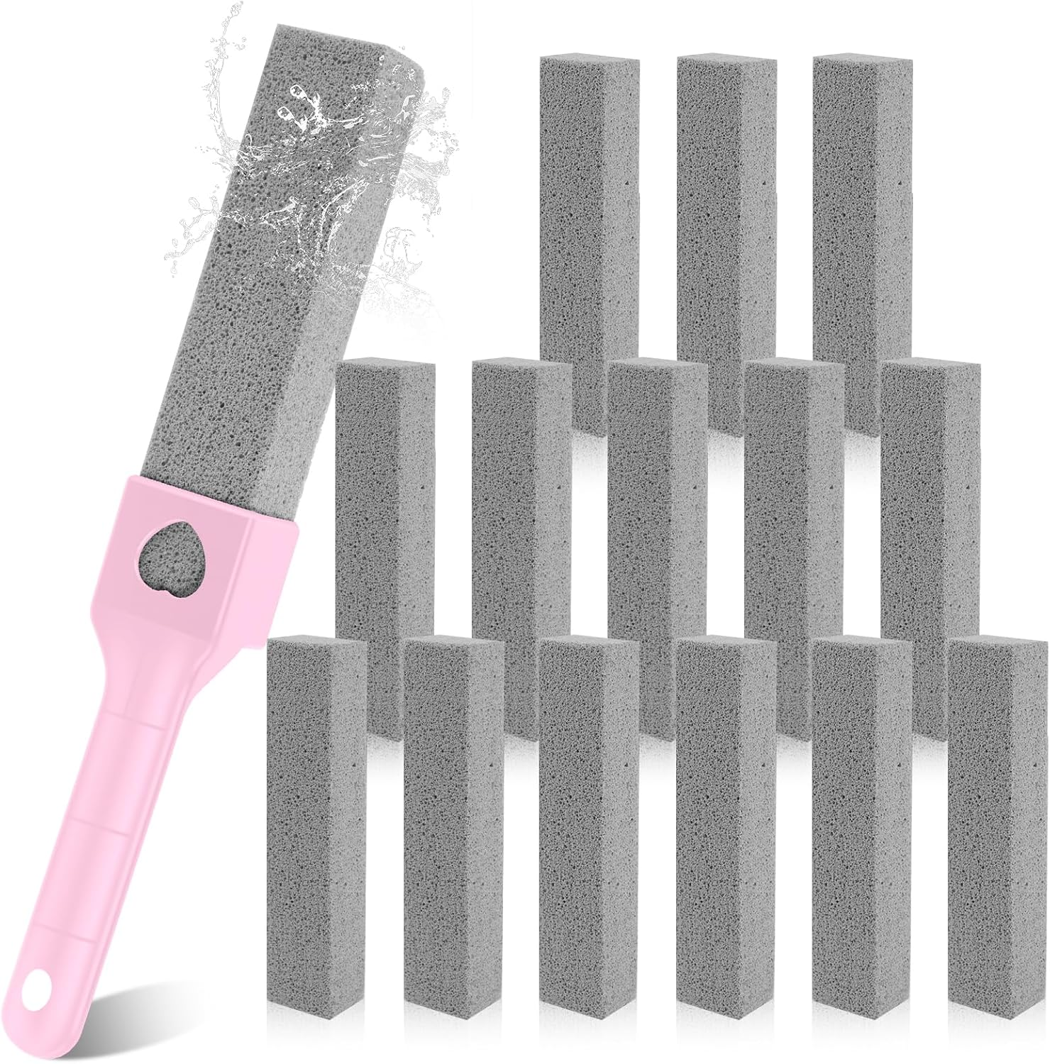 Fwqofvk 15 Pack Pumice Cleaning Stone with Long Handle Toilet Bowl Cleaner Removable Pumice Scouring Stick Effective Pumice Stone Pumice Cleaning Bar for Home Cleaning Toilet, Bathtub (Green)