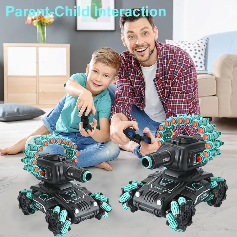 B-Qtech RC Tank Remote Control Tank for Kids Toys 6 8-12 Boys, 2.4Ghz Gesture Sensing RC Stunt Cars Toys with Foam Darts Shooting Bullet, RC Drift Car with Spray, Music & Light, Gifts for Boys Adults image number 1