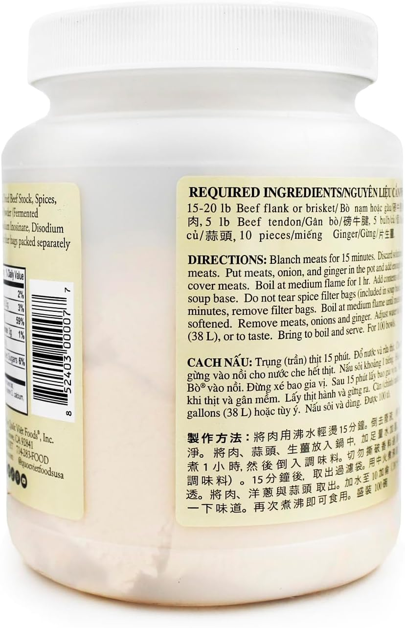 Quoc Viet Foods Beef Flavored "Pho" (Cot Pho Bo Brand) 3-Lb/1.36Kg image number 1