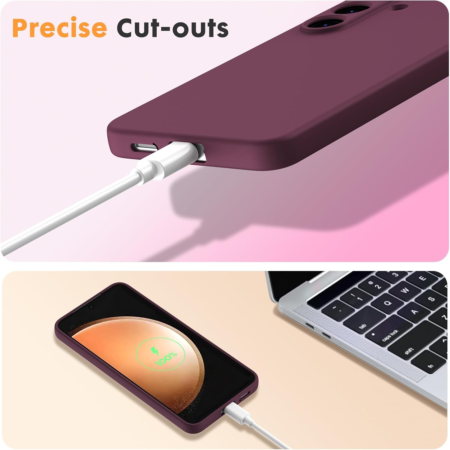 Byvuwiay Mobile Phone Case for Samsung Galaxy S25 FE 5G, Soft TPU Liquid Silicone Case, Shockproof, Scratch-Resistant, Samsung S25 FE 5G Protective Case, Wine Red image number 5