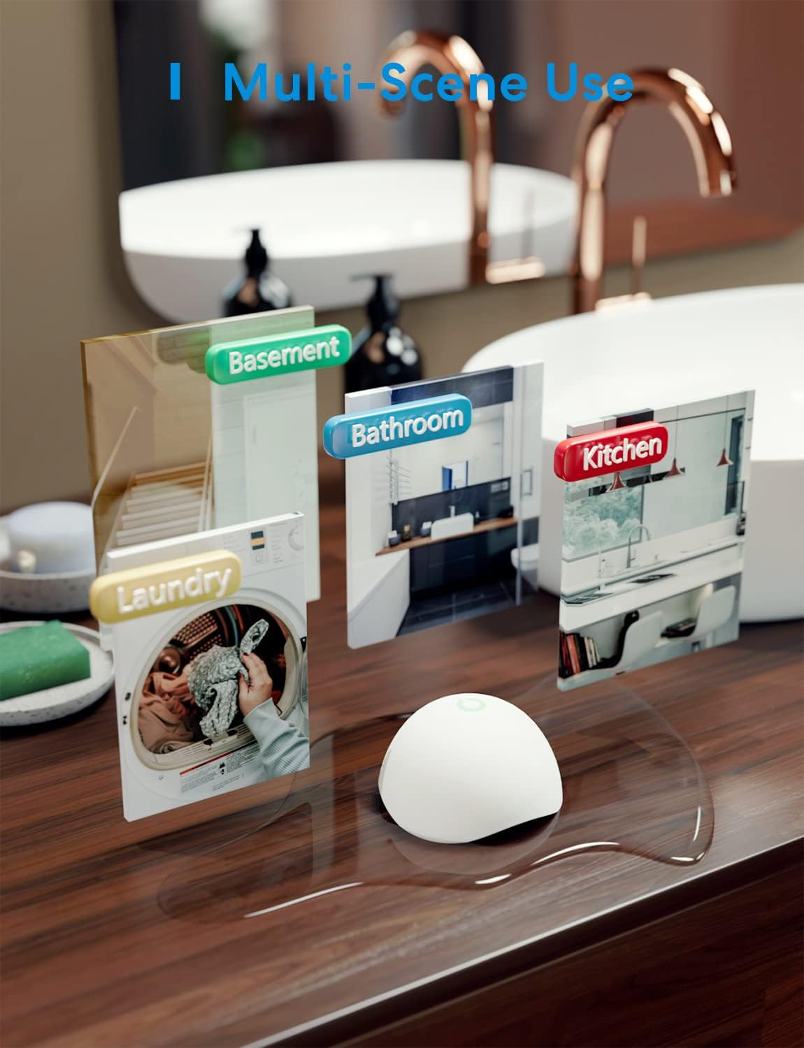 Meross Smart Water Detector WLAN Water Alarm 3 Pieces for Homekit, Water Sensor with Hub Compatible with Apple Home, Alexa and Smartthings Wireless Flood Detector IP67, Audio Alarm for Kitchen, image number 5