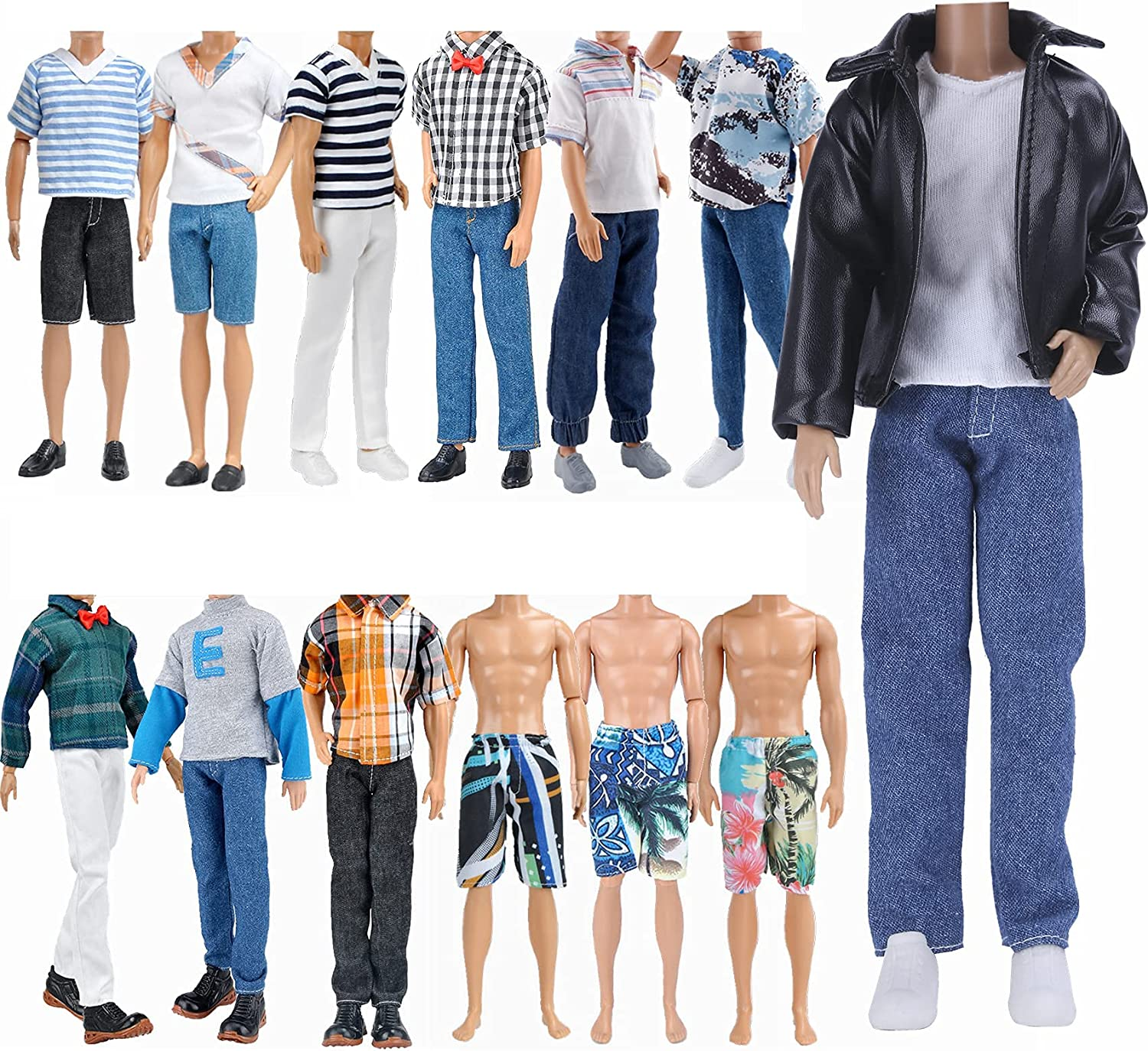 E-TING 20-Items Doll Clothes Random Style Fantastic Pack for 12 Inches Dolls Leather Jacket Clothing image number 4