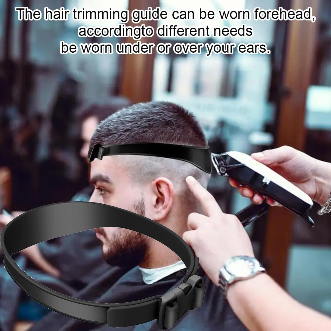 Luliyldj Pack of 2 Curved Haircut Band, Beard Stencil, Hair Cutting Aid, Hair Cutting Aid, Hair Cutting Stencil for DIY Home Haircuts, Hair Cutting Instructions (English Language Not Guaranteed)