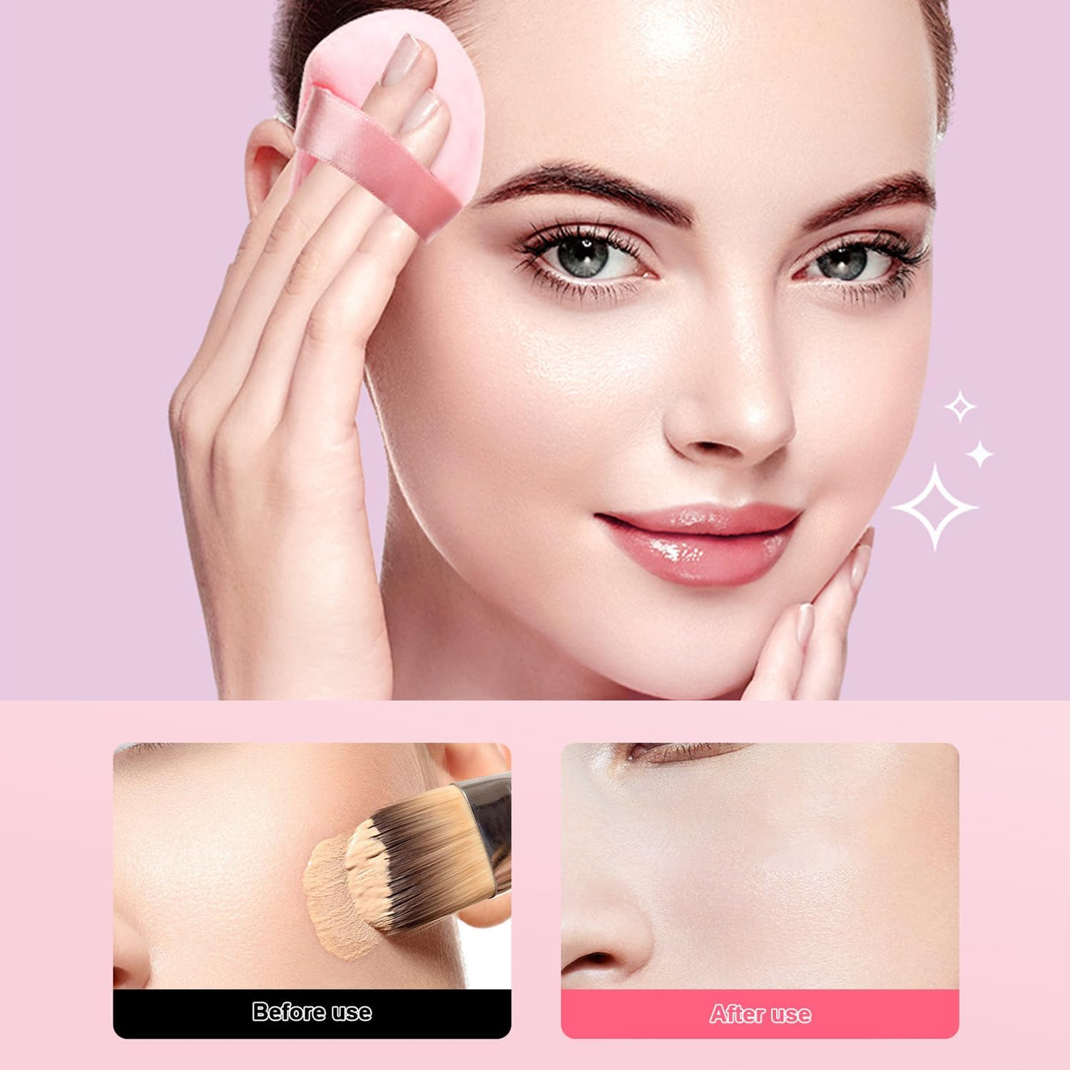 24 Pcs Triangle Powder Puff, Cotton Makeup Puff, Washable Face Powder Puff (24LP) image number 2