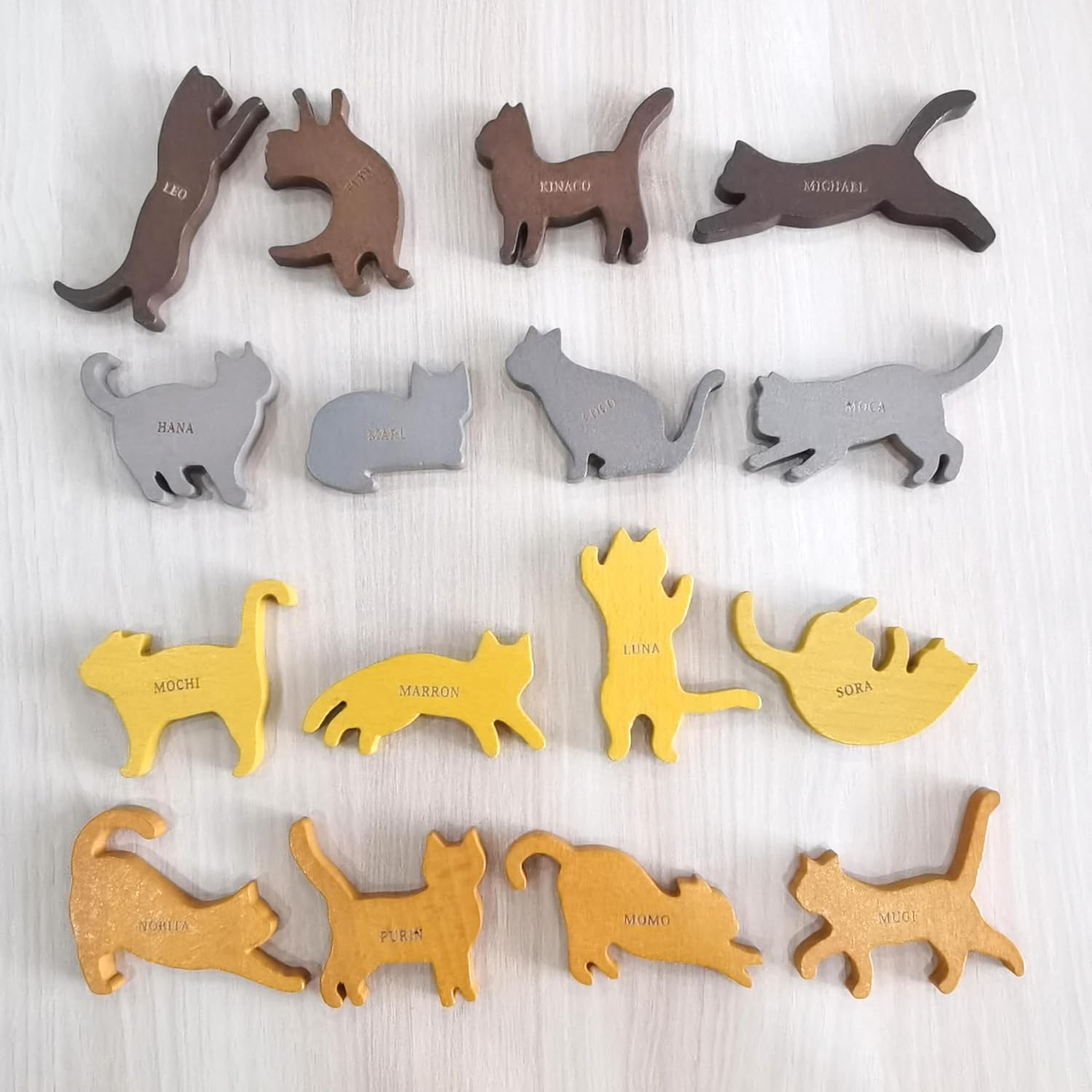 BEACENOV Wooden Stacking Toy Cats,Wooden Toys for Toddler Kids, Cat Lover Gifts,Set of Sixteen Mini Wood Cats,Educational Game,Nursery Decoration,Cute Cat Decor for Children Room,Cat Gifts for Kids image number 2