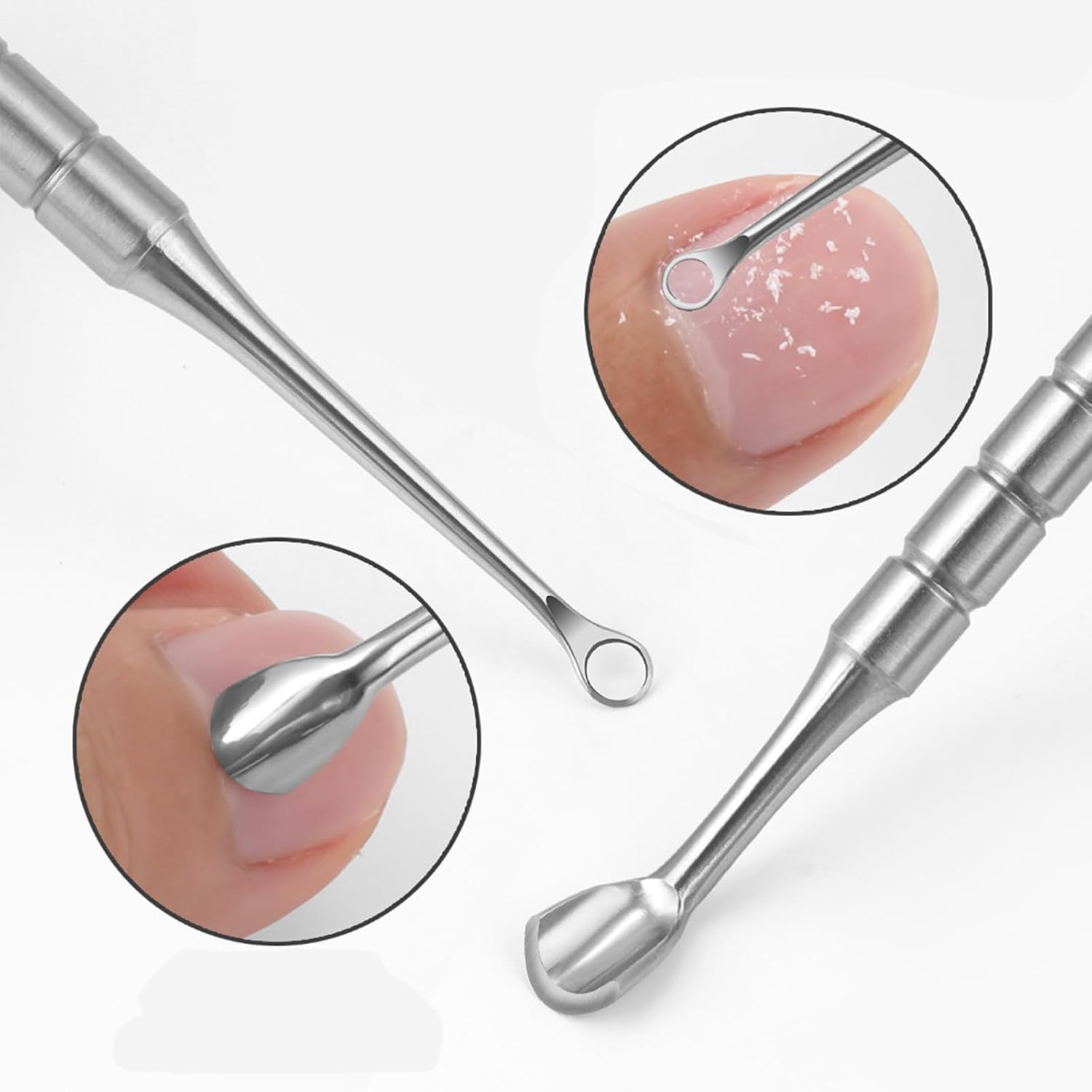 2 in 1 Manicure Cuticle Pusher Tool, Ring Design, Suitable for Nail Care, Ideal Replacement for Staleks Pro Expert, Features Horseshoe End and Ring End for Effective Cuticle Removal. image number 3