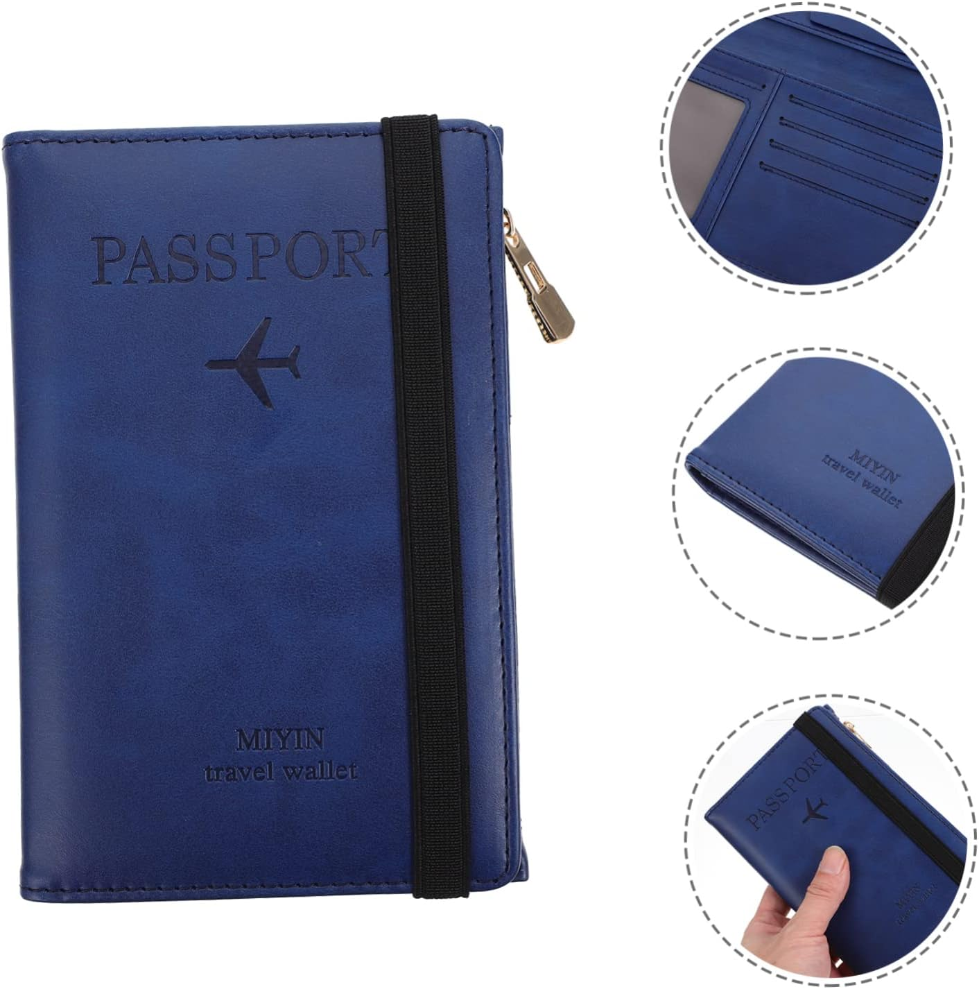 GLSTOY Passport Bag Slim RFID Blocking Pu Cards Organizer for Travel Document Holder Lightweight Protective Cover for Gate Pass Id Cards - Navy image number 1