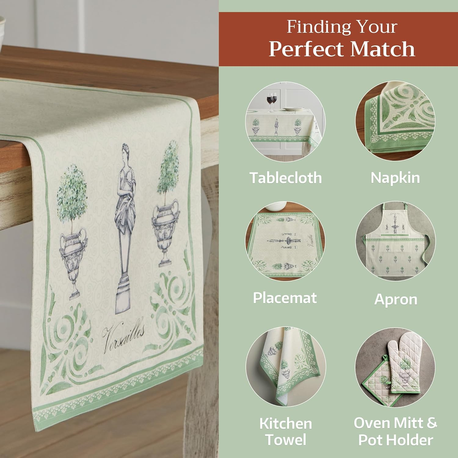 Maison D'Hermine Table Runner 100% Cotton Double Layer Table Runners 72 Inches Long Decorative for Home Kitchen Dining Party Wedding Bridal Shower Spring Summer (Jardin Du Roy, 14.50" X 72")