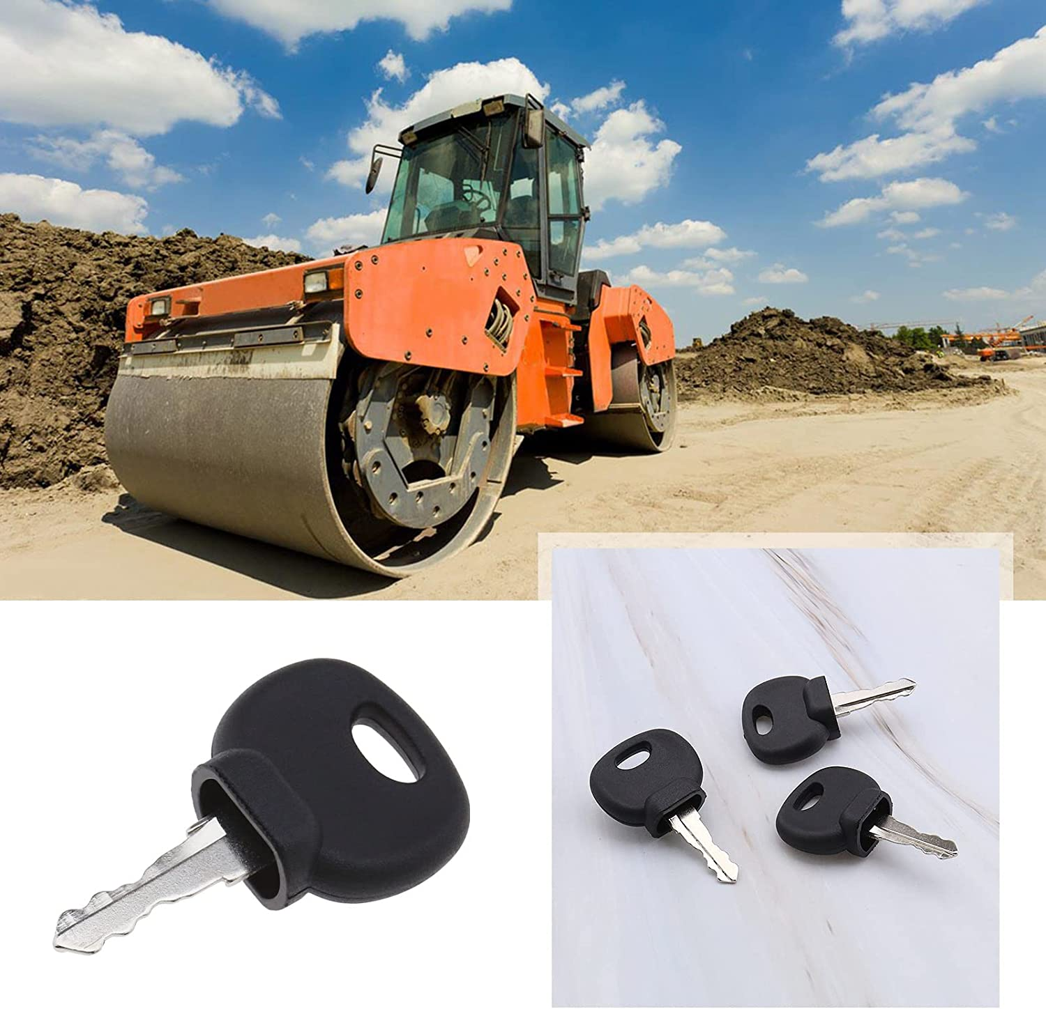 SING F LTD 4Pcs Ignition Starter Key Agricultural/Excavator Machinery Forklifts Compactor Compatible with Bobcat Bomag Caterpillar Dynapac Ford Gehl Hamn Hang JCB image number 5