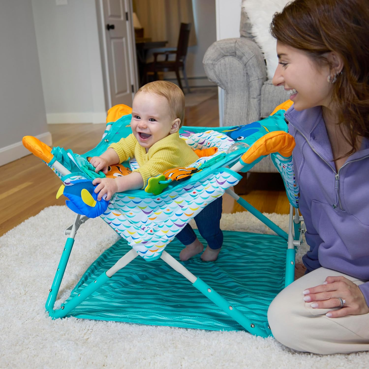 Disney Baby Finding Nemo Pop 'N Jump Foldable Activity Center by Bright Starts, Indoor/Outdoor, Unisex, 6 Months+ - Multicolored image number 3