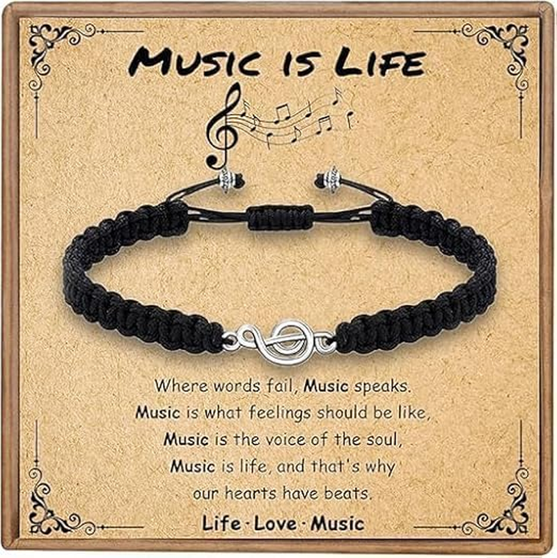 Music Note Bracelet for Women & Men,Teacher Music Lovers Black Music Teacher Bracelet Appreciation Gifts with Musical Note for Music Band Student Choir Musician image number 2