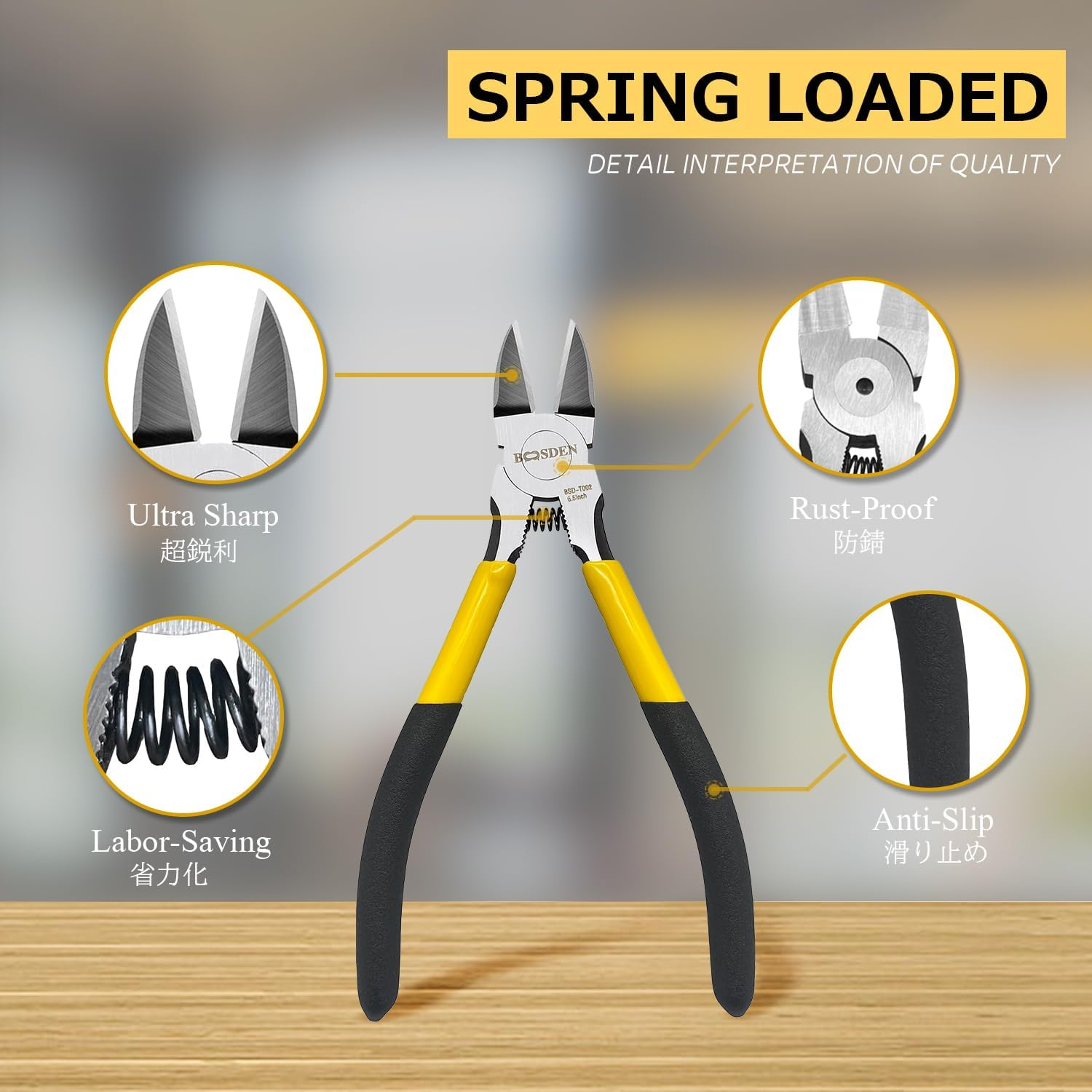 BOOSDEN Wire Cutter,6.5 Inch Side Cutters,Wire Cutters for Crafting,Flush Cutter,Ultra Sharp Spring-Loaded Wire Cutters for Jewelry Making,Flush Cut Pliers,Dikes Wire Cutters,Floral Wire Cutter,Snips image number 3