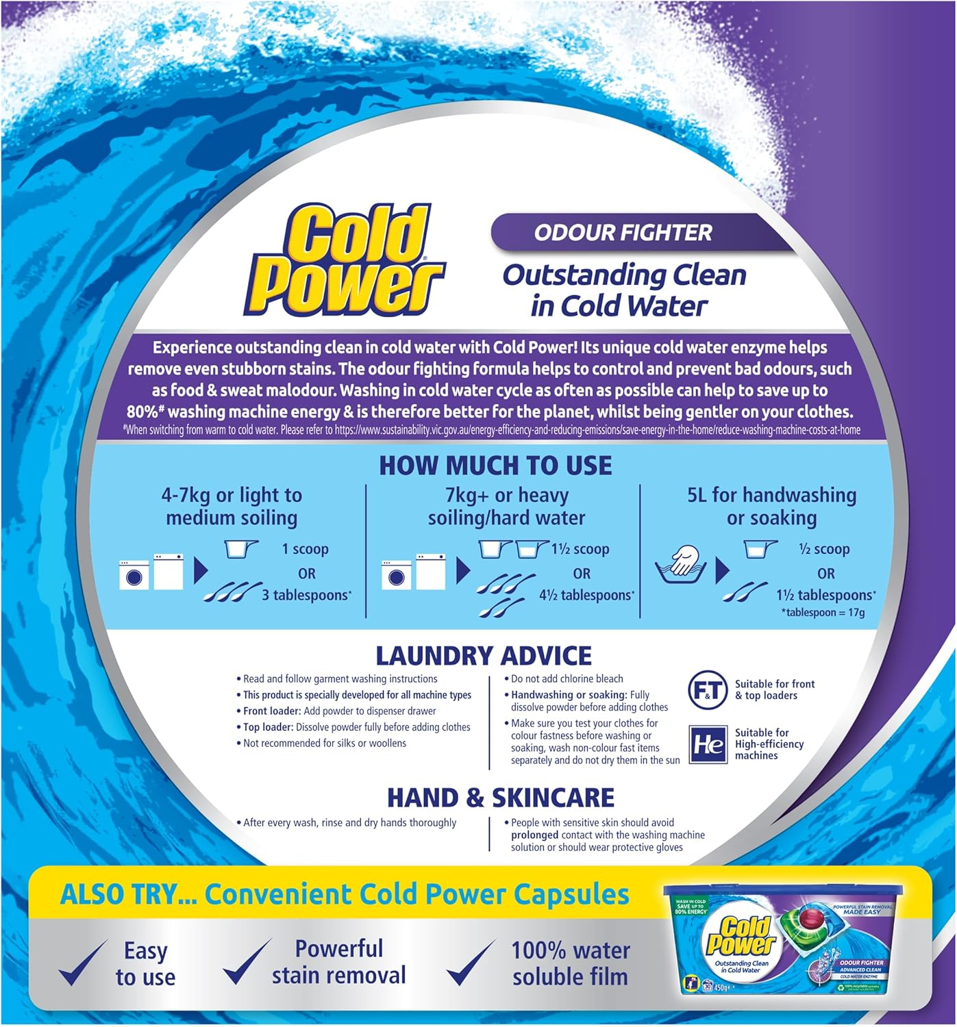 Cold Power Odour Fighter Powder Laundry Detergent 2Kg (Pack of 2) image number 4
