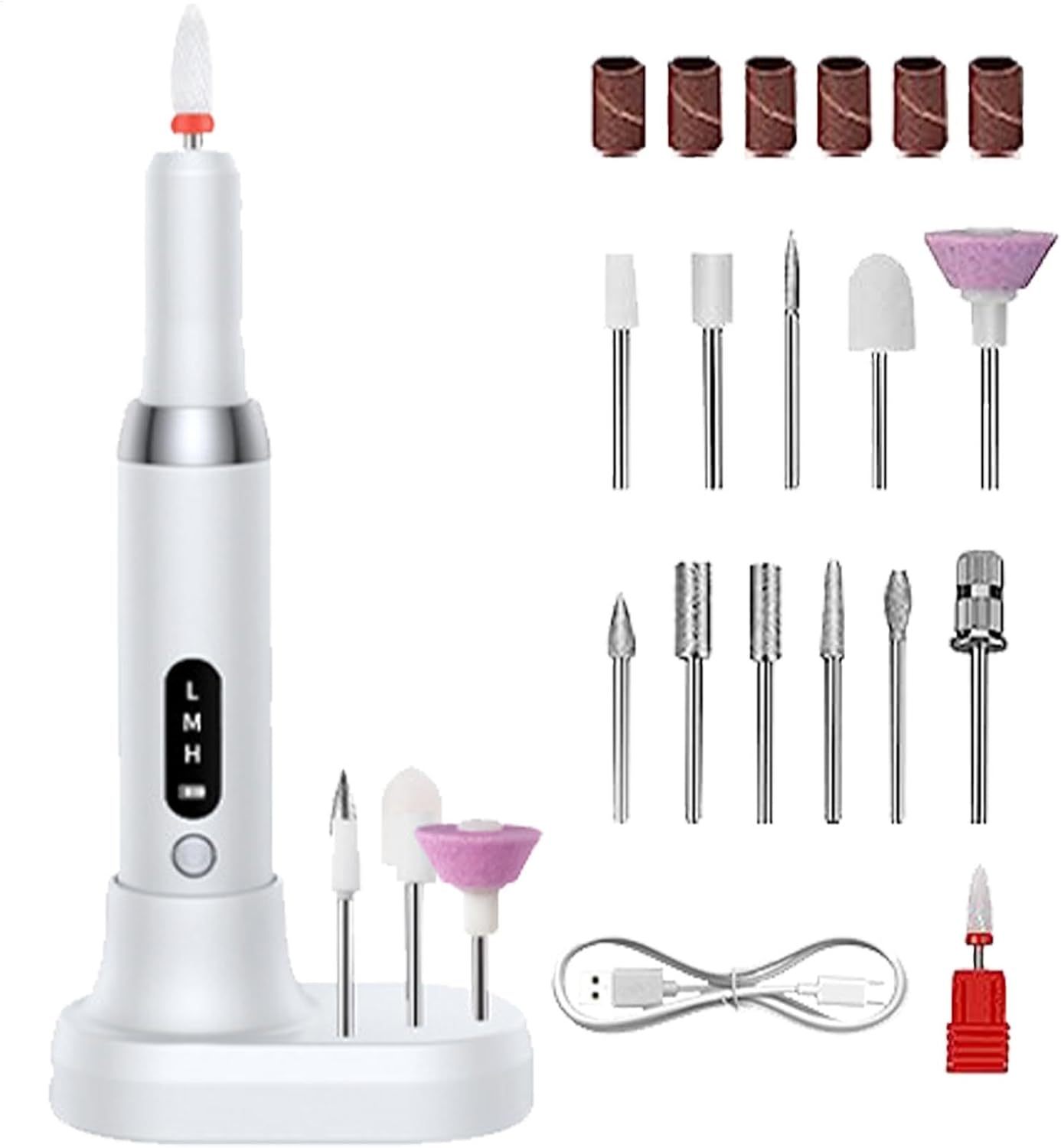 Electric Nail Drill Kit - Electric Nail File for Acrylic and Natural Nails | Nail File Machine with Multiple Heads, Adjustable Speed and Wireless, Nail Sander A