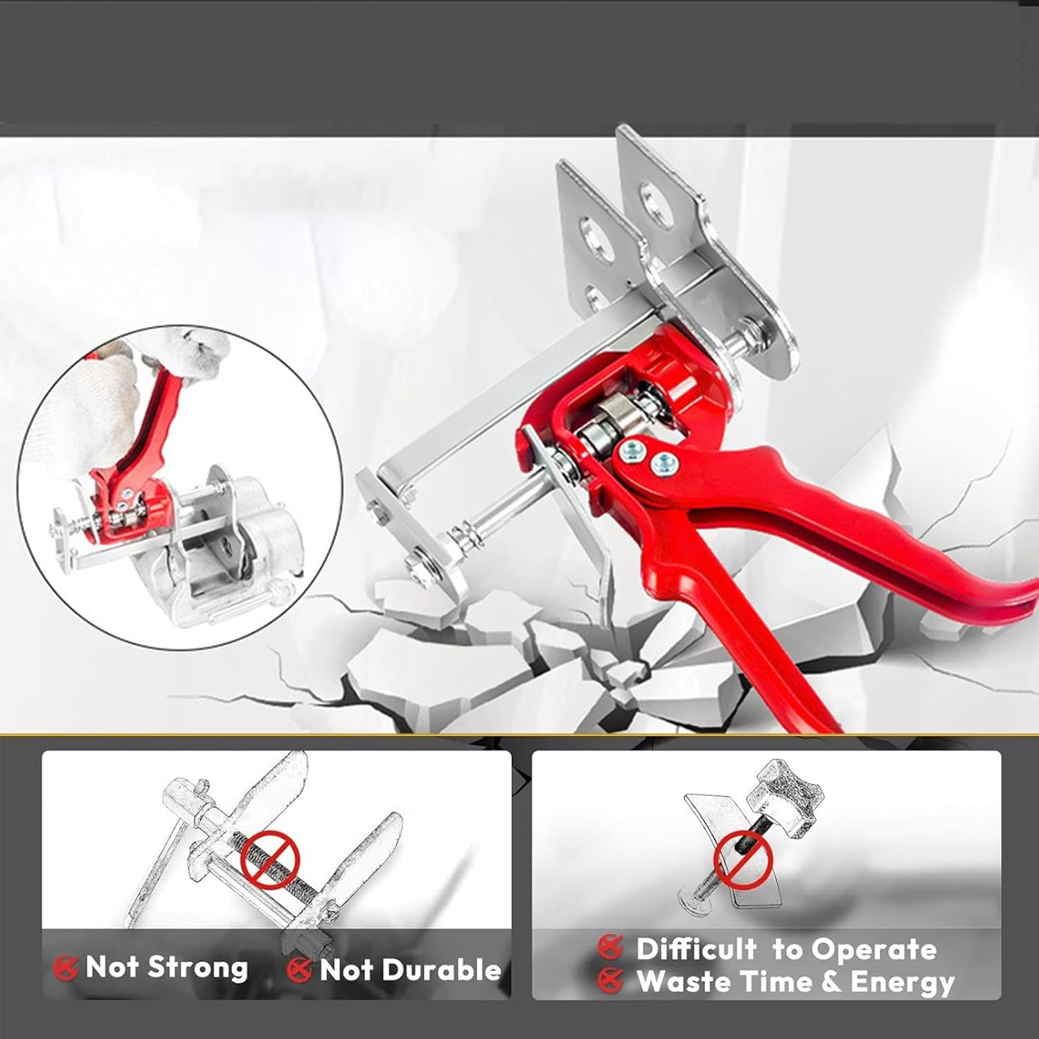 Brake Piston Compressor Tool, Professional Disc Brake Compression Tool, Carbon Steel Heavy Duty Sturdy, Aluminum Alloy, Equipment for Indoor, Present, 24.5Cm