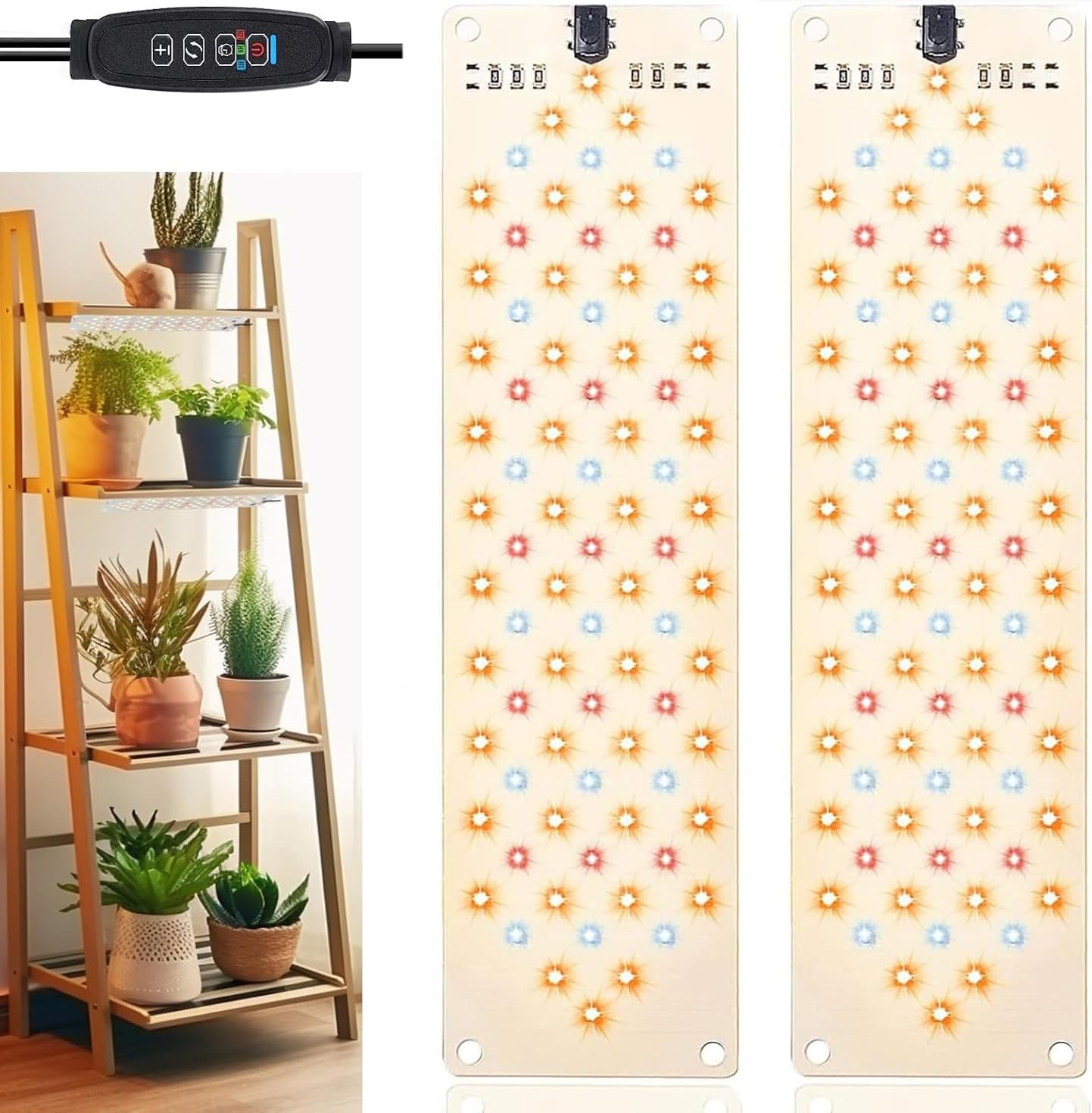 【2 Pack】 Grow Lights for Indoor Plants, Ultra-Thin Panel Grow Lamp, 158Leds Full Spectrum Grow Lights for under Cabinet Plant, Grow Lamp with 3/9/12H Timer, 10 Dimmable Levels for Plants Growing image number 5